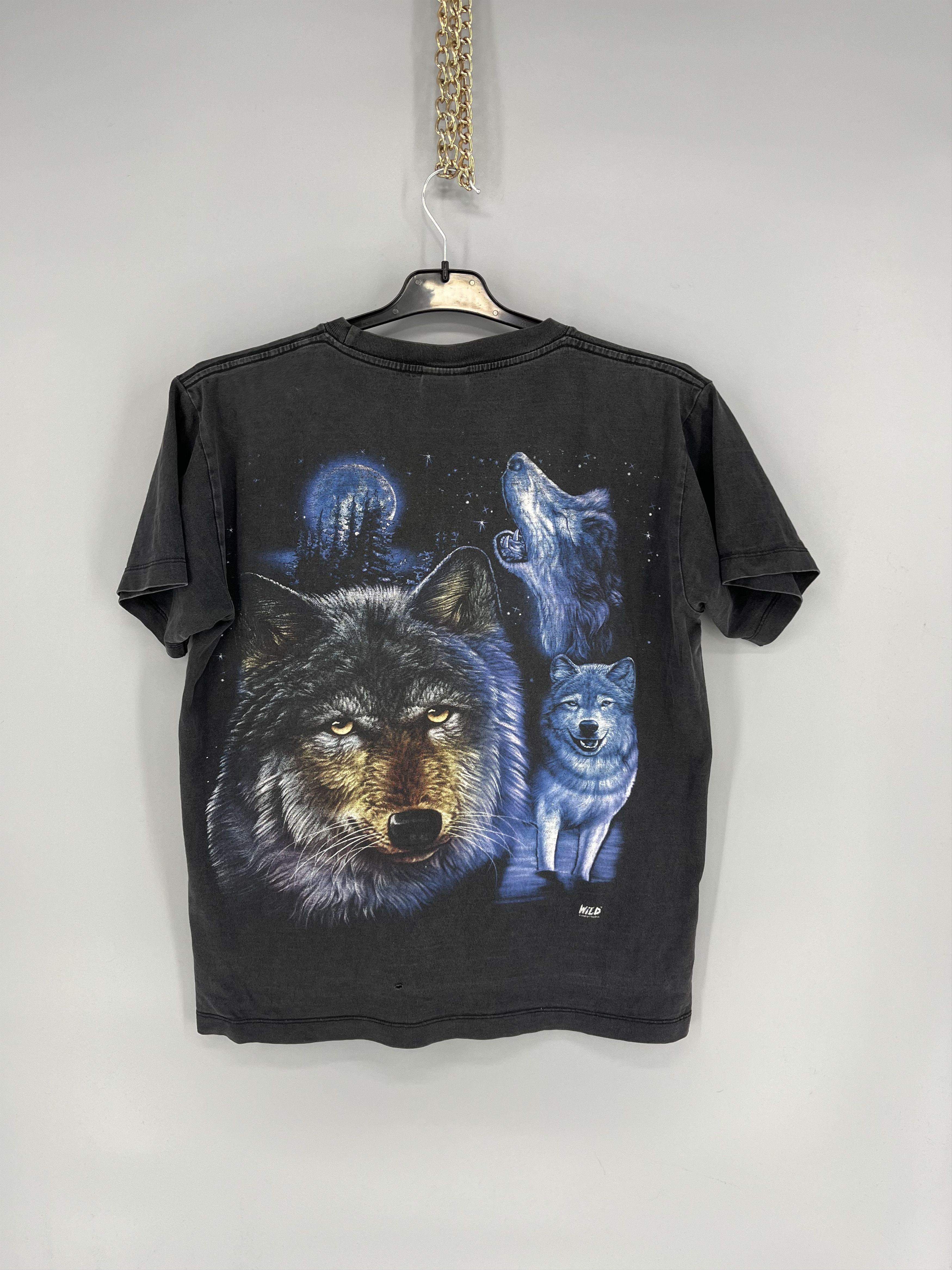 Vintage Vintage 90s Wolf Face Boxy Fit Tee WILD Dead Horror Print Size US M / EU 48-50 / 2 - 11 Thumbnail
