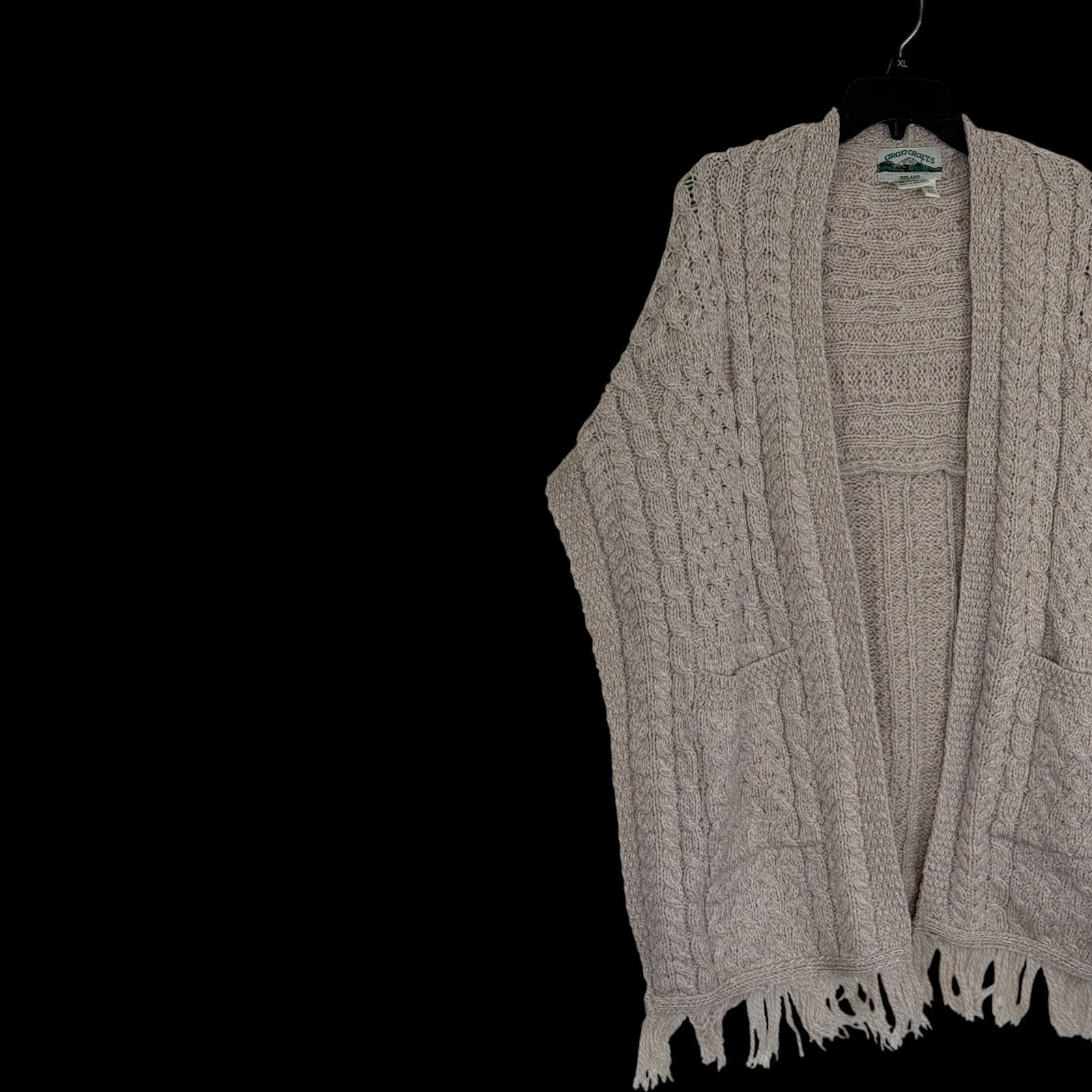 Aran Crafts Aran Craft 100% Merino Wool Shawl Fringe Trim Parsnip Size ONE SIZE - 11 Thumbnail