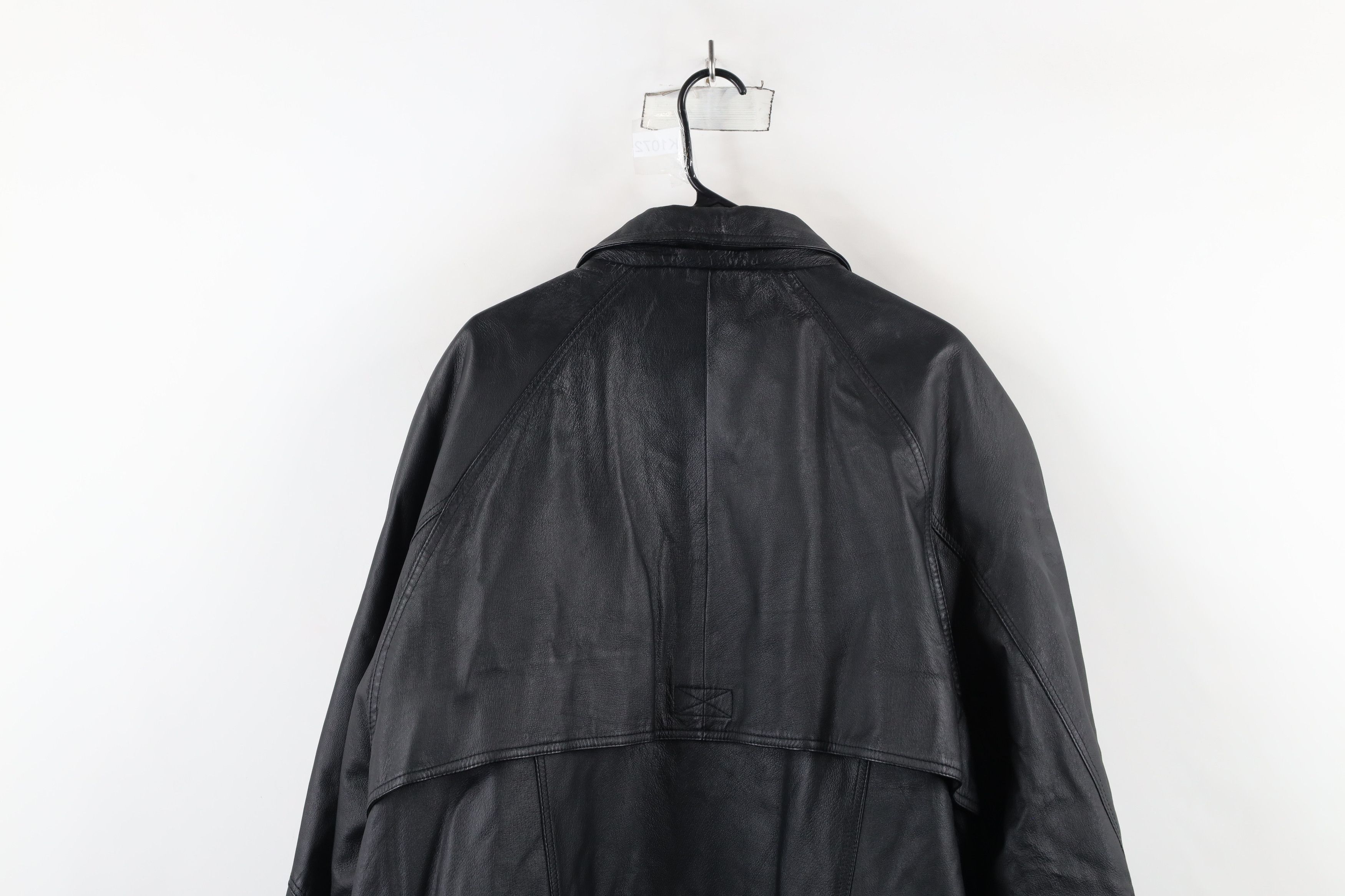 Vintage Vintage 90s Streetwear Leather Full Zip Parka Jacket Black Size US XXL / EU 58 / 5 - 15 Thumbnail