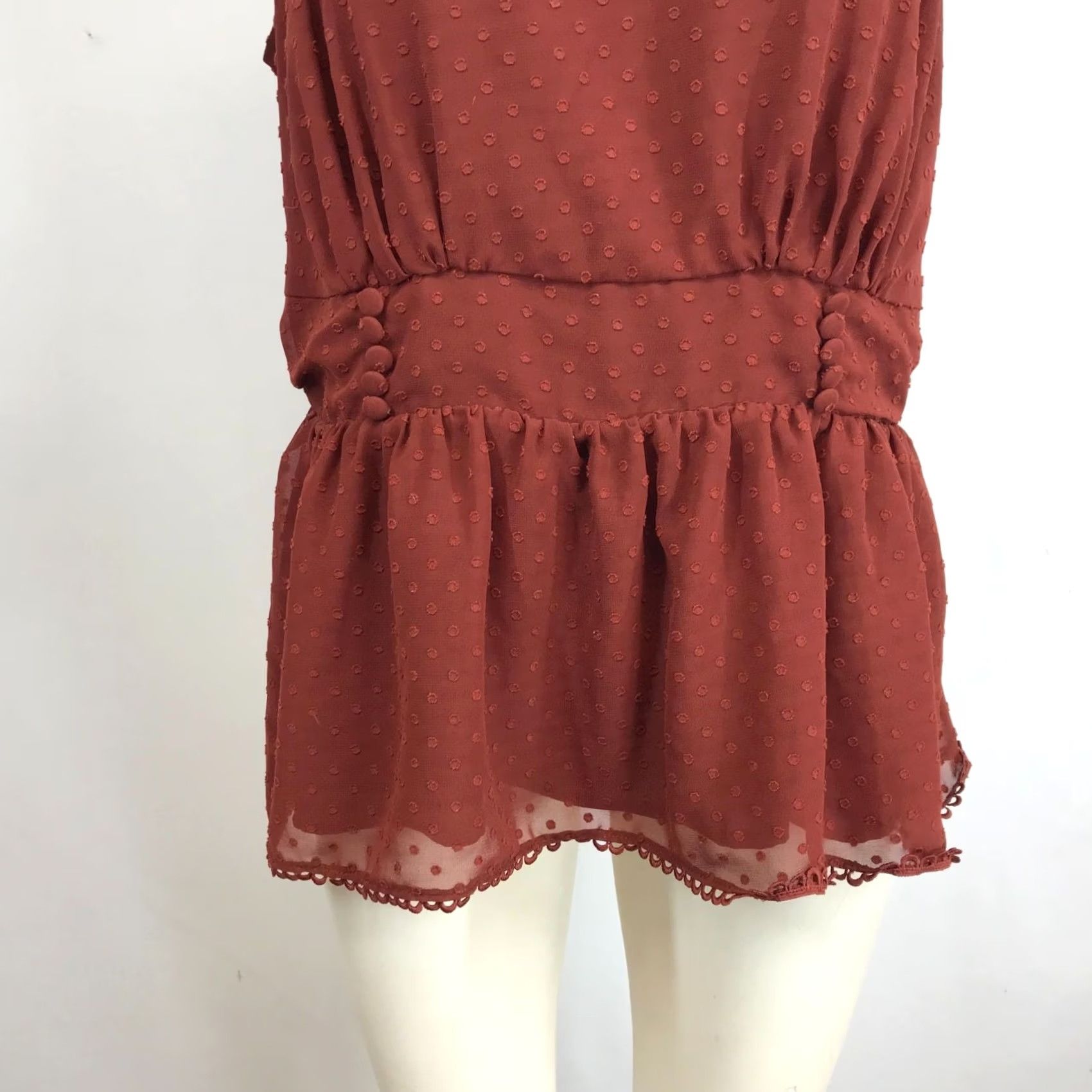 Torrid Torrid Women's 1X Rust Spaghetti Strap Polka Dot Ruffle Top Blouse Size XL / US 12-14 / IT 48-50 - 3 Thumbnail