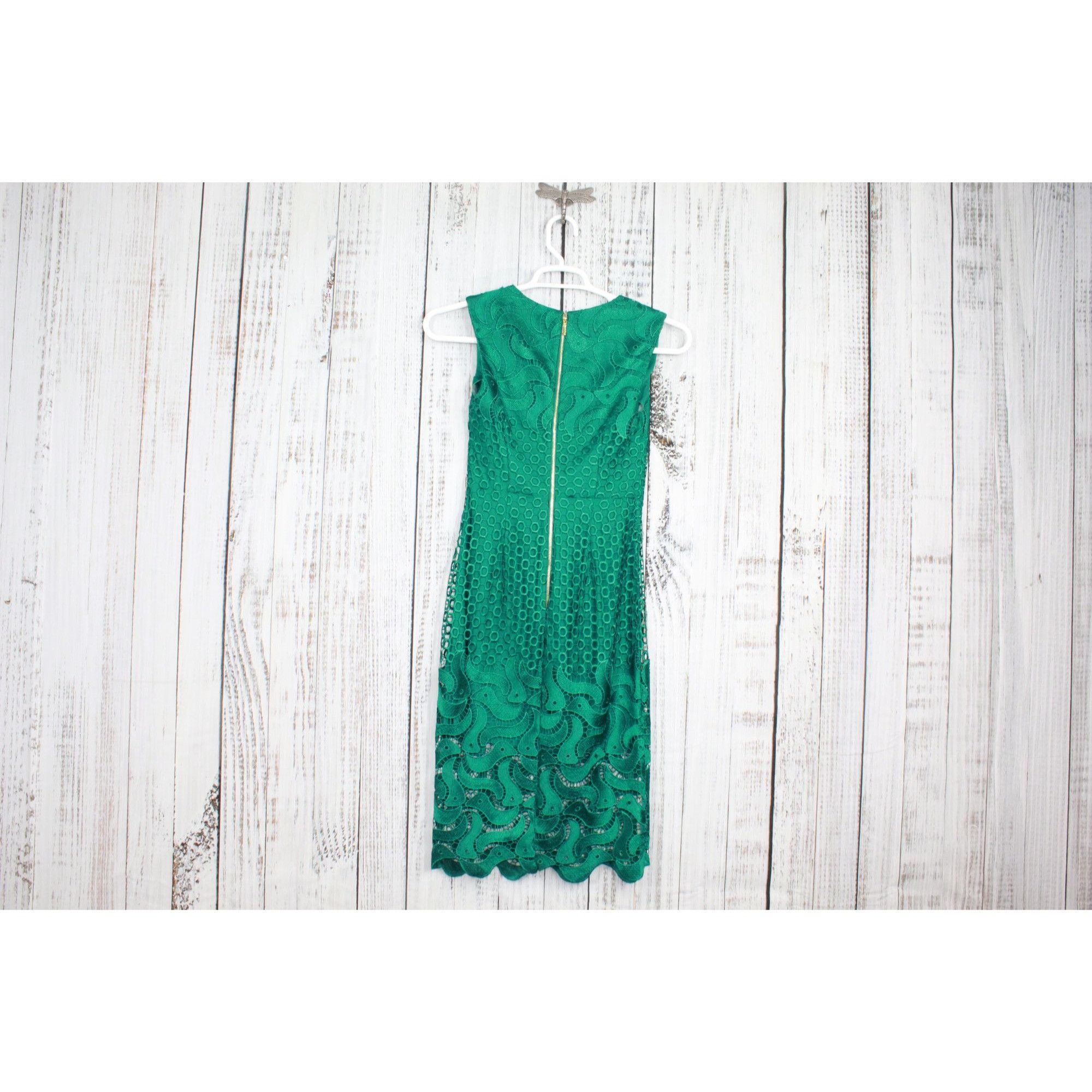 Venus Venus Green Lace V-Neck Mid Length Dress Size 2 Size XS / US 0-2 / IT 36-38 - 4 Thumbnail