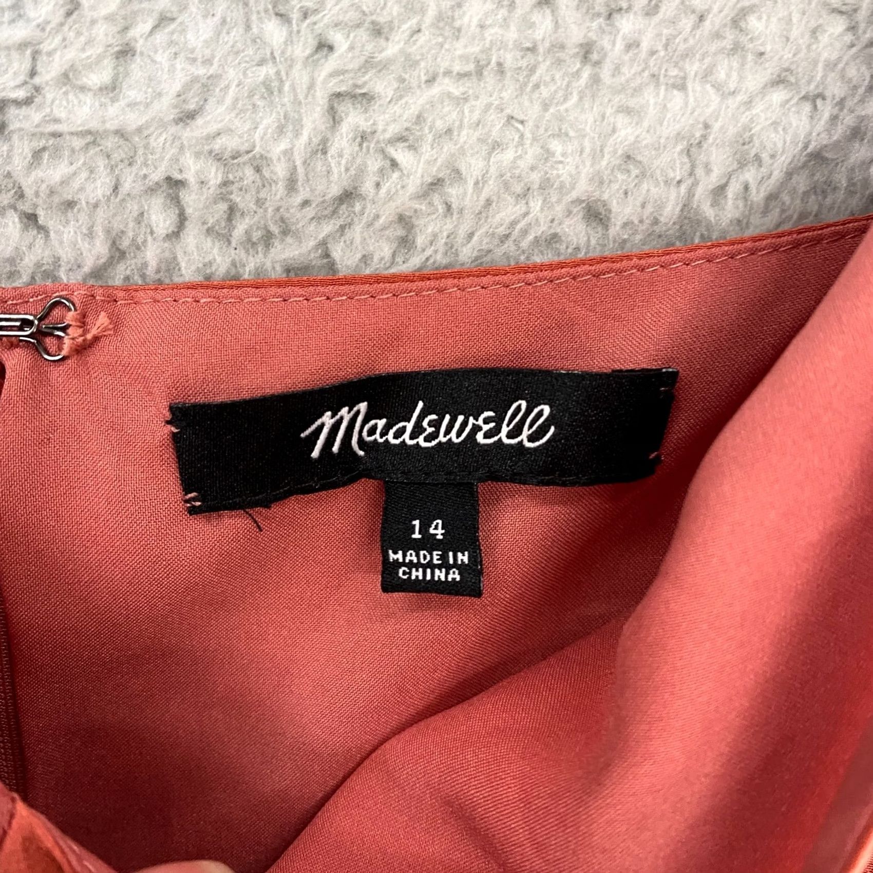 Madewell Madewell Silk Fern Dress Womens 14 Orange Knee Length V-Neck Sleeveless Cami Style Strap Zipper Size XL / US 12-14 / IT 48-50 - 5 Thumbnail