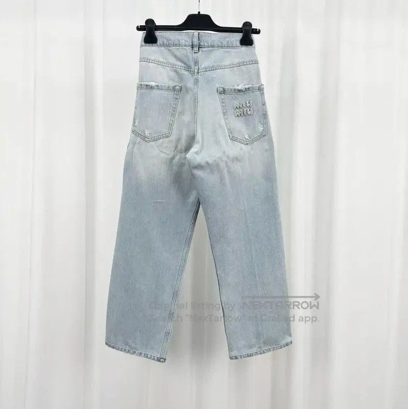 Miu Miu Miu Miu Blue Denim Logo Women's Pants . Size 23" - 2 Thumbnail