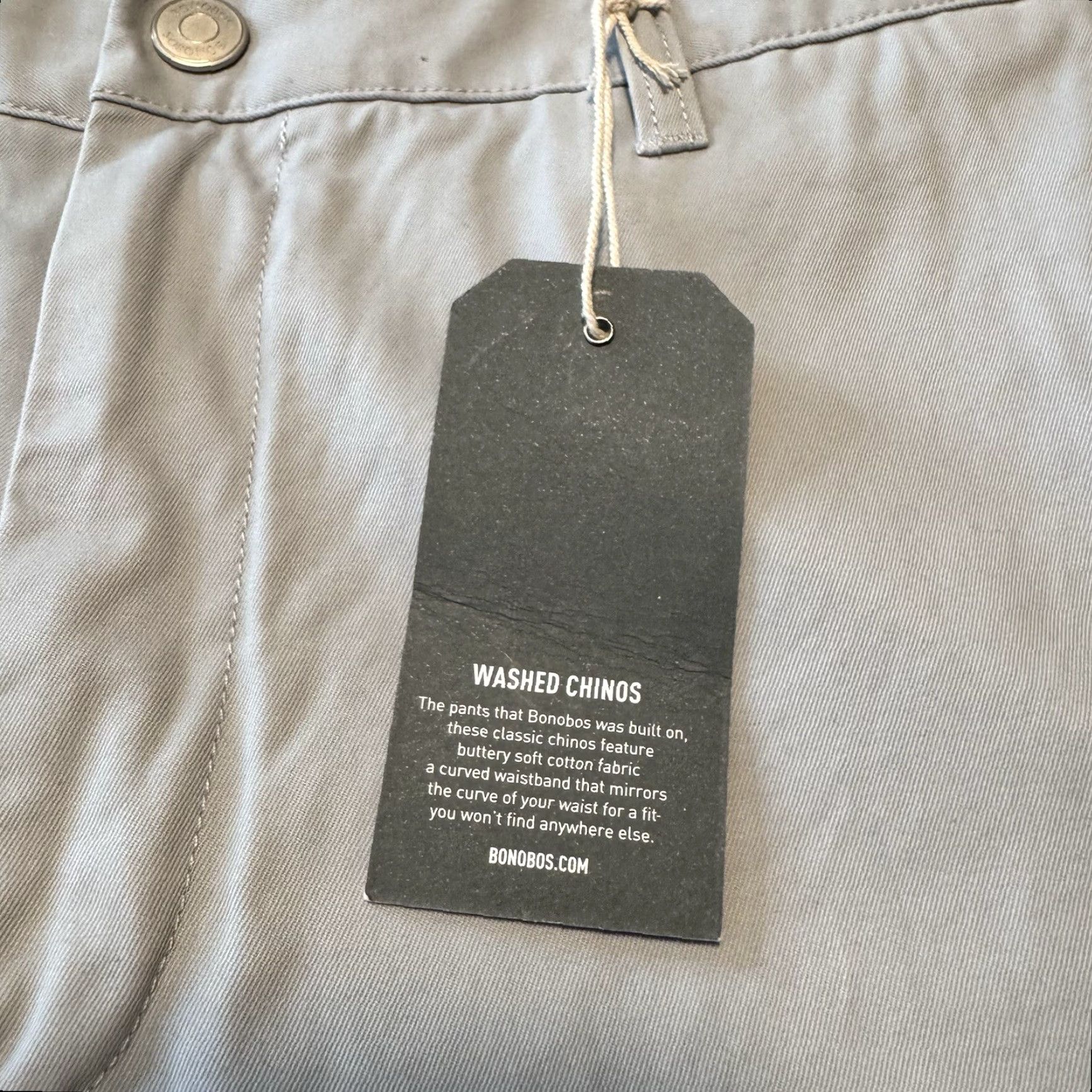 Bonobos Pants Mens 38x34 Slim Straight Gray - Regular Size - Bonobos - Chino - Men's Pants