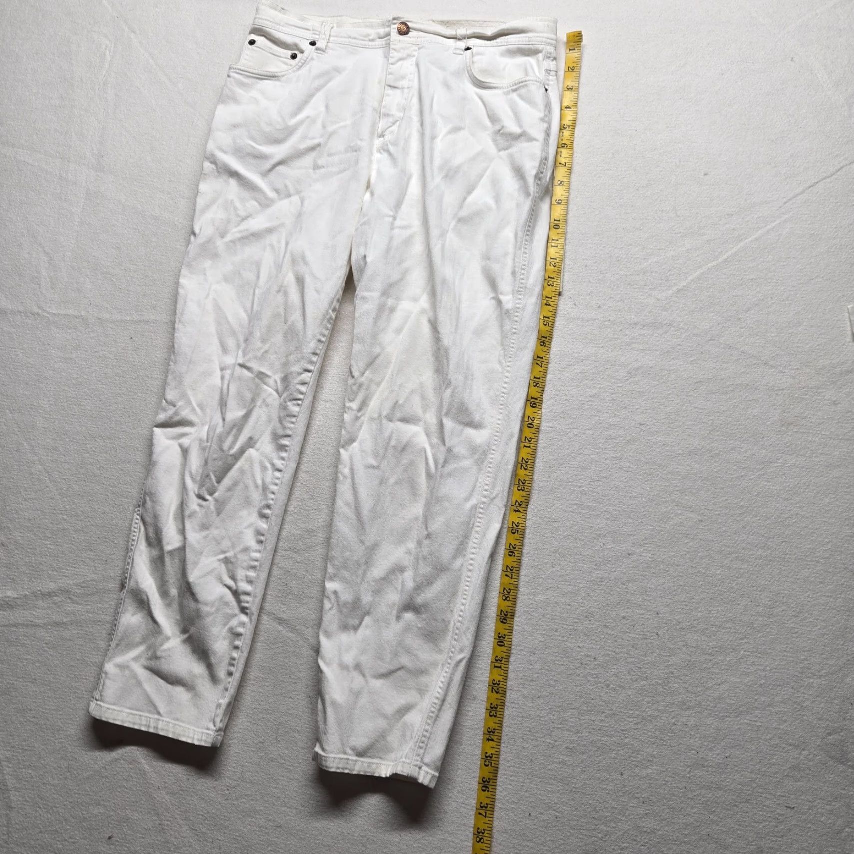 Bill Blass VINTAGE Bill Blass Women's Denim Jeans Size 10P Petite White High-Rise Straight Stretch Pants Size 32" / US 10 / IT 46 - 7 Thumbnail