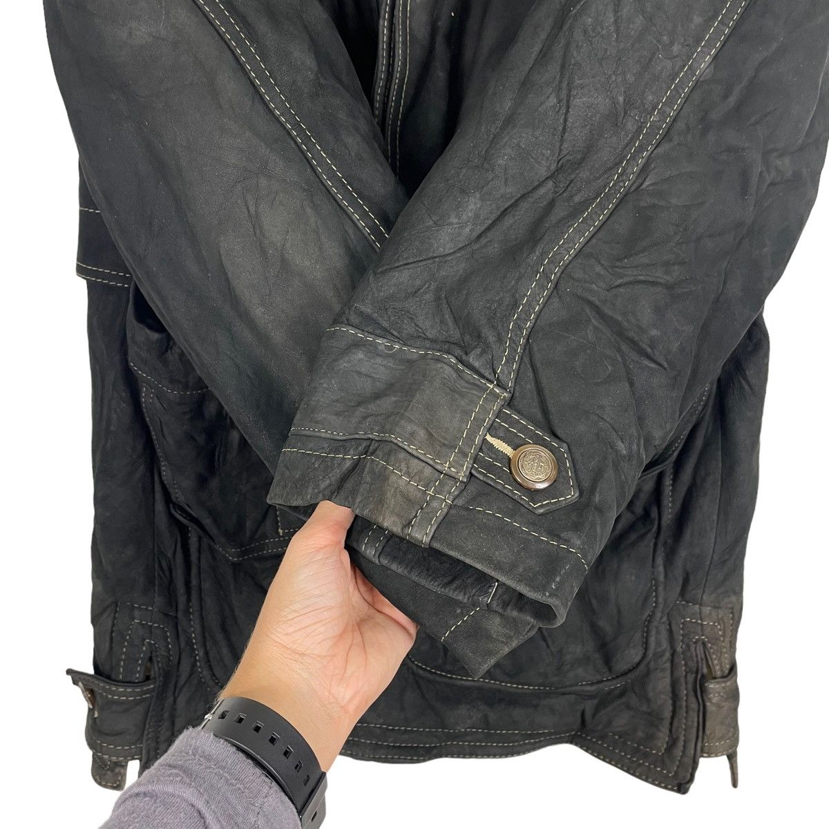 ABAHOUSE × Japanese Brand ARCHIVAL💥ABAHOUSE CHORE MOLESKIN LEATHER JACKET Size US M / EU 48-50 / 2 - 13 Thumbnail