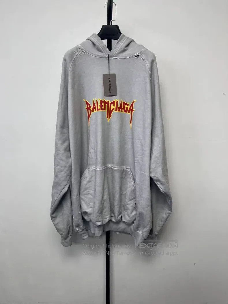 Balenciaga Balenciaga Logo Print Hooded Long Sleeve Sweatshirt Loose Size US L / EU 52-54 / 3 - 1 Thumbnail