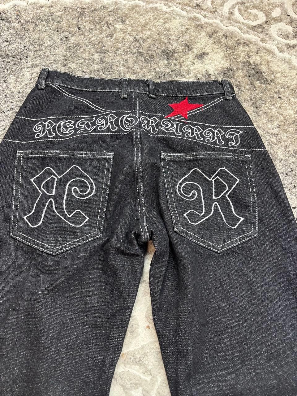 Other Retro Ravi Y2K Baggy Star Jeans Black Denim Streetwear Size US 30 / EU 46 - 12 Thumbnail