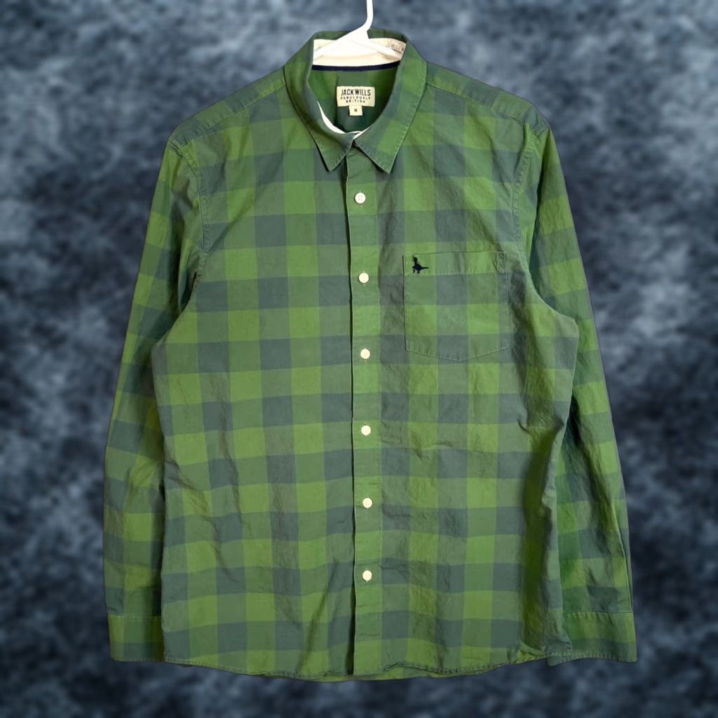 Jack Wills Jack Wills Mens Size Medium Green Plaid Button-Up Shirt 100% Cotton Long Sleeve Button-Up Shirt Mens Regular Fit Casual Pockets Size US M / EU 48-50 / 2 - 1 Thumbnail