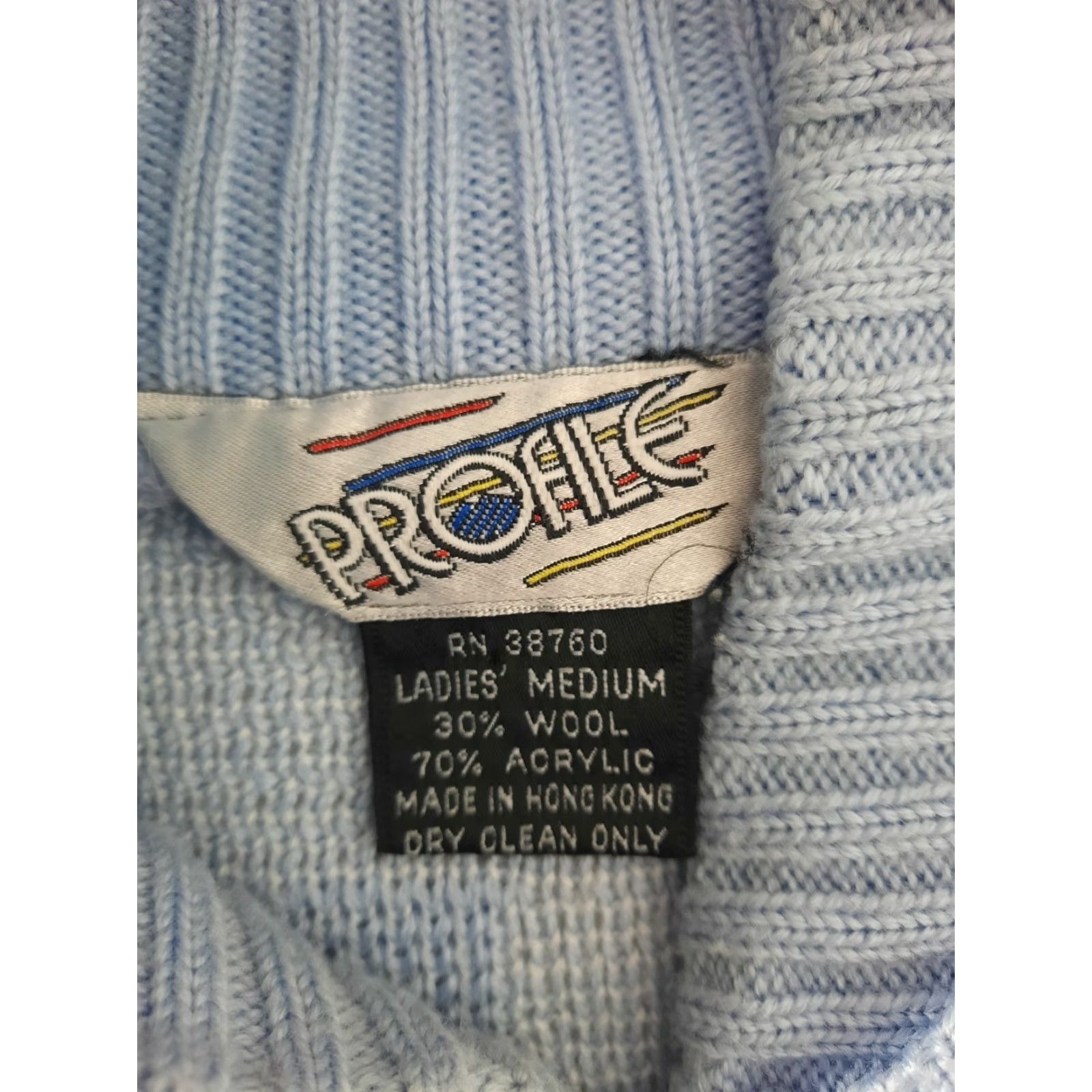 Vintage VINTAGE Profile 80's Ugly Christmas Sweater Medium Blue Wool Cowl Neck Women Size M / US 6-8 / IT 42-44 - 2 Thumbnail