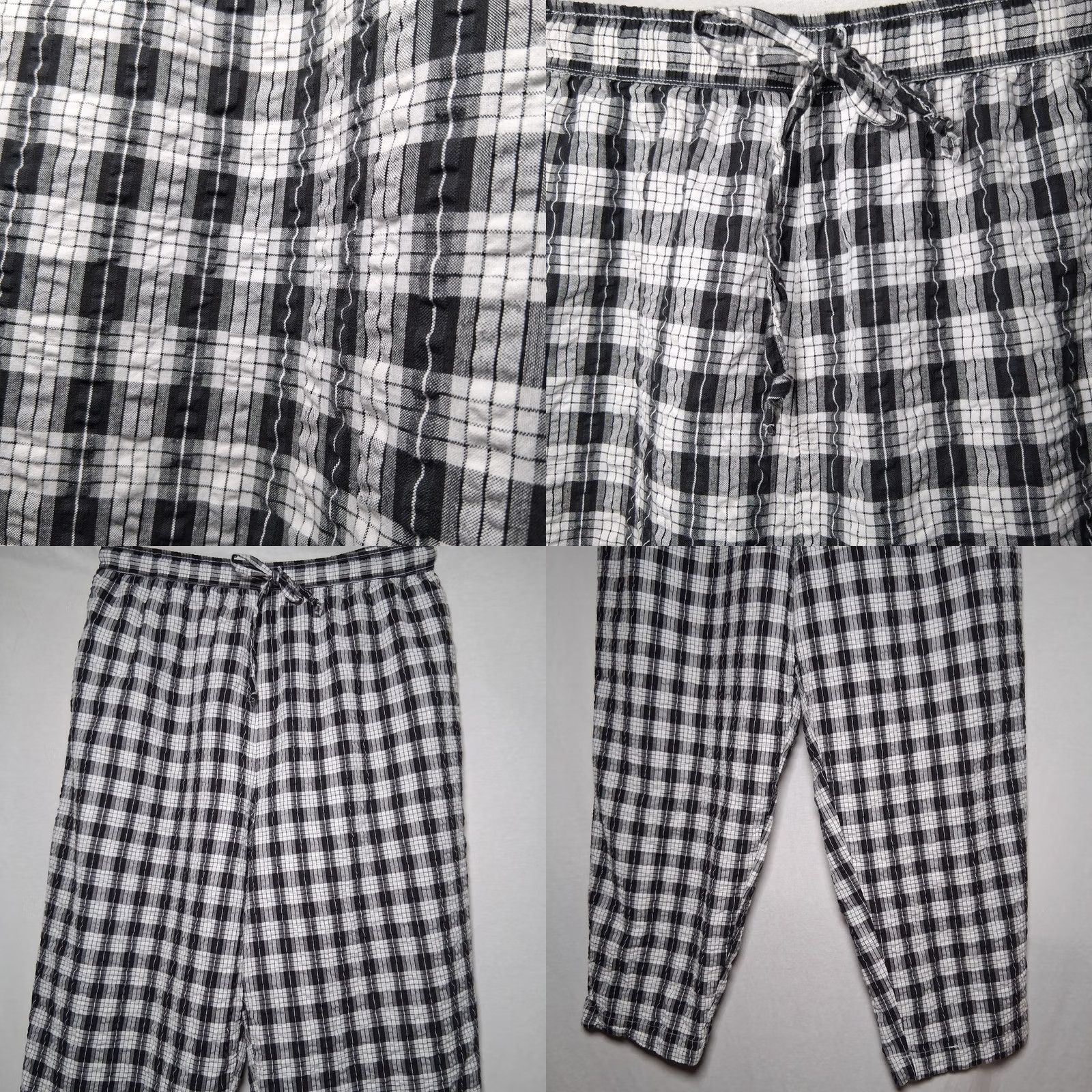 Vintage VINTAGE Fashion Bug Pants Womens 22 Black Plus Size 22W 24W White Plaid Seersucker Elastic Size 40" / US 18 - 9 Thumbnail
