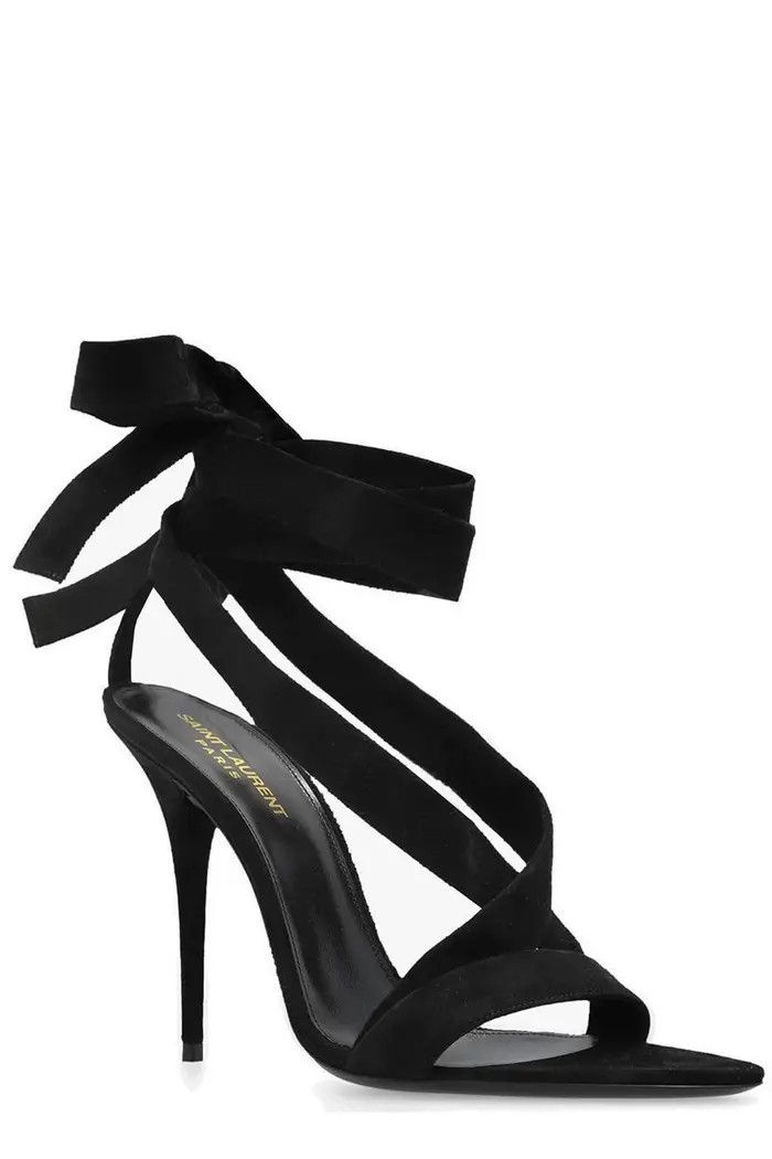 Saint Laurent Paris o1bcso1str1124 Deva Sandals In Suede in Black Size US 7.5 / IT 37.5 - 3 Thumbnail
