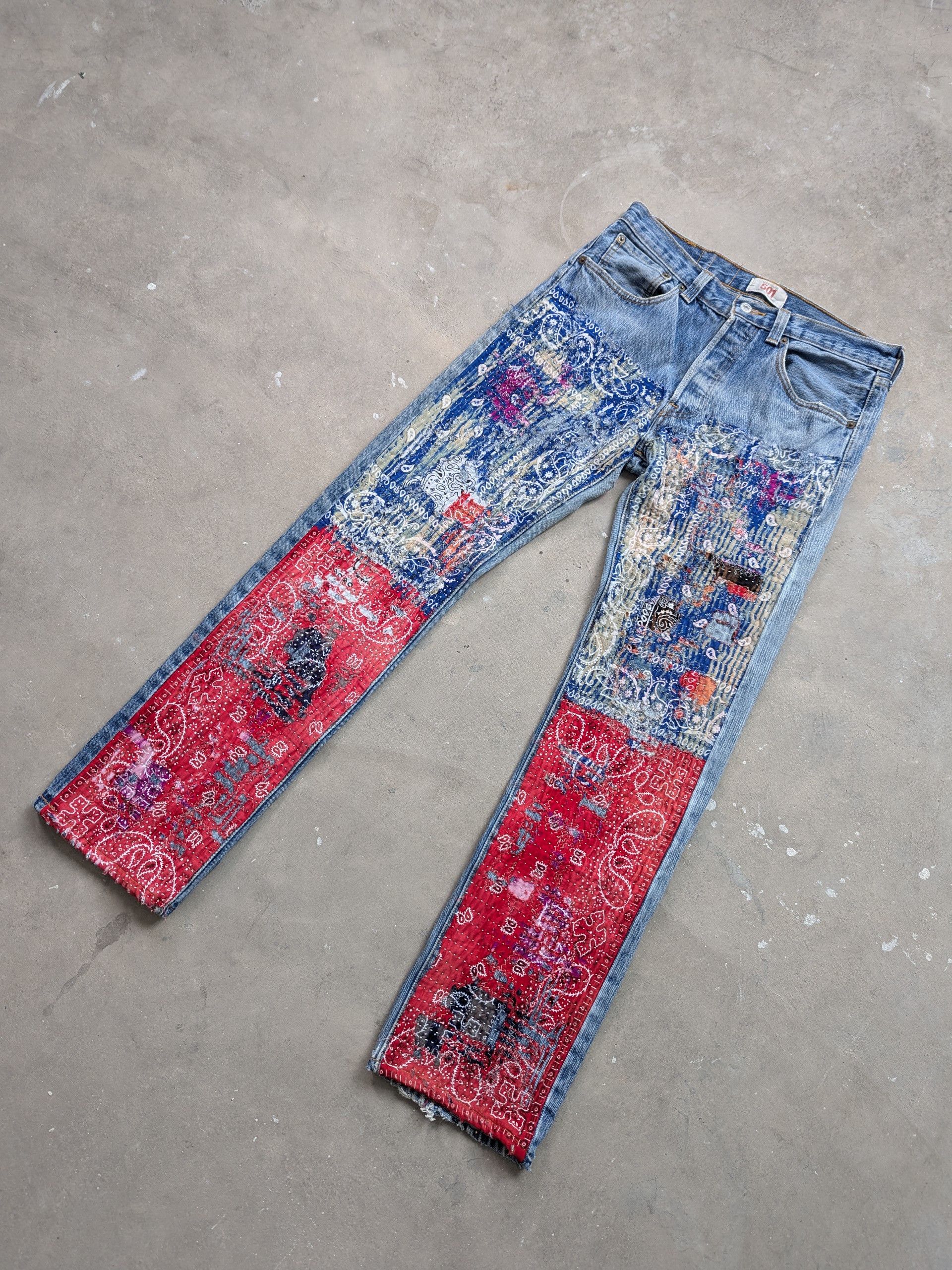 Le Grande Bleu (L.G.B.) × Levi's × Vintage OPEN FOR CUSTOM 🔥 Vintage Levis 501 Inspired Proletareart Size US 31 - 2 Thumbnail
