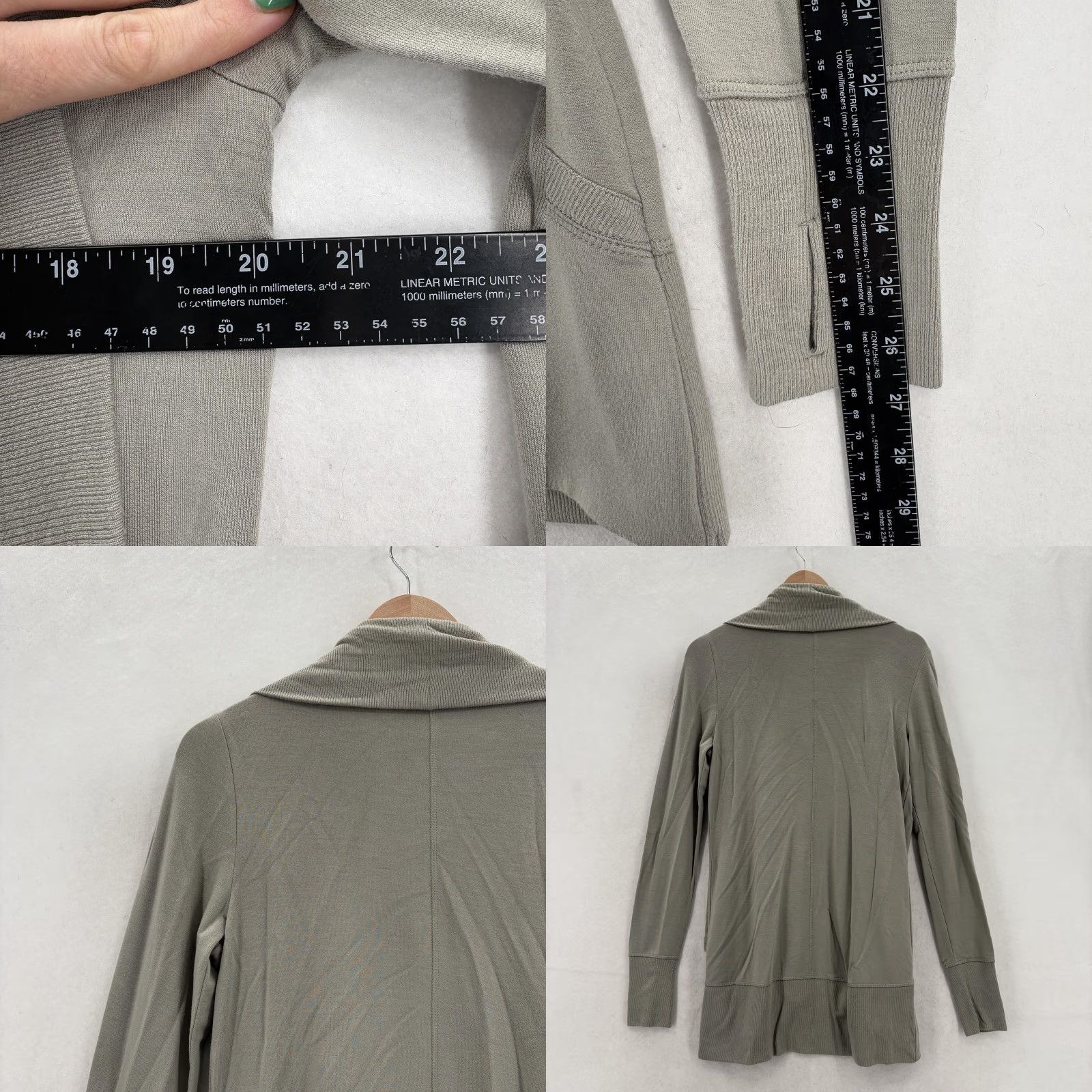Athleta Athleta Cardigan Womens XS Gray V-Neck Open Front Thumbholes Lightweight Sweater Size XS / US 0-2 / IT 36-38 - 8 Thumbnail