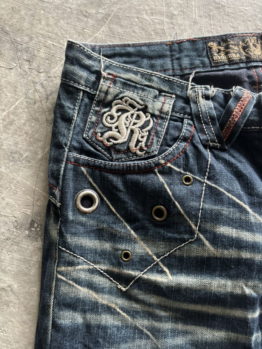 If Six Was Nine RIOBERA vintage flare jeans sick spellout back japanese punk Size US 29 - 11 Thumbnail