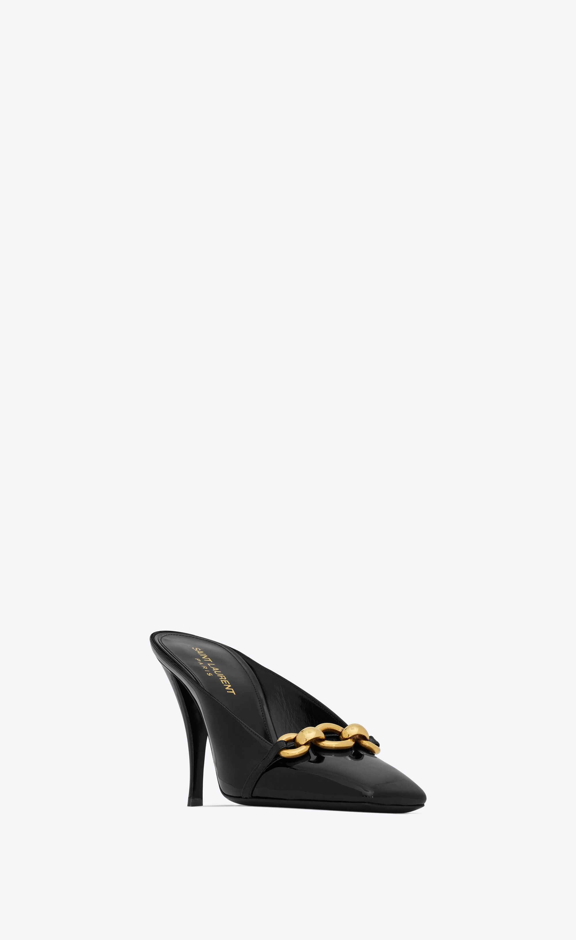 Saint Laurent Paris o1s1wg110225 756175 Le Maillon Mules In Patent Leather Size US 8.5 / IT 38.5 - 3 Thumbnail