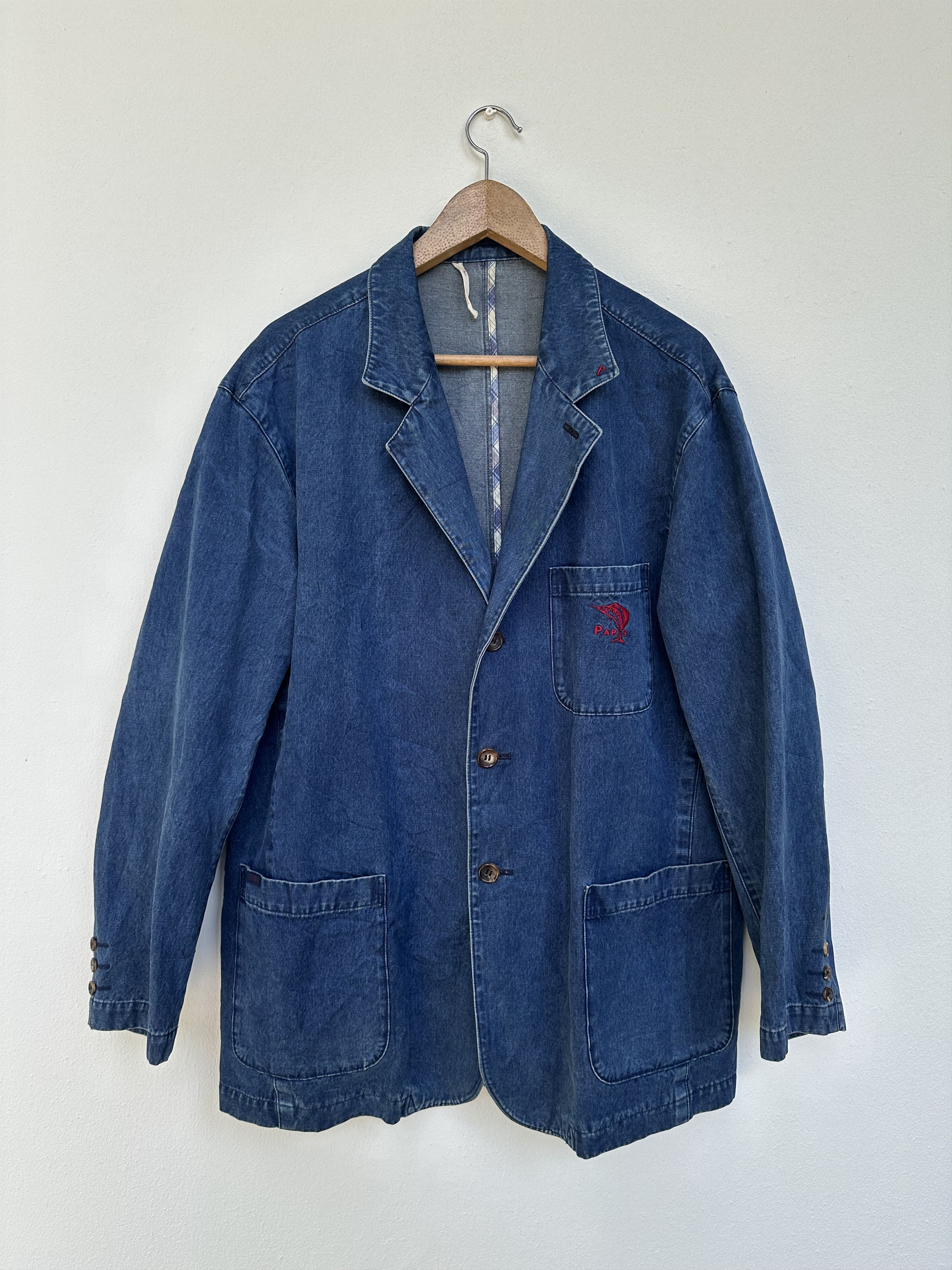 image of Kapital x Mademoiselle Non Non Vintage Papas Indigo Blue Chore Jacket, Men's (Size Large)