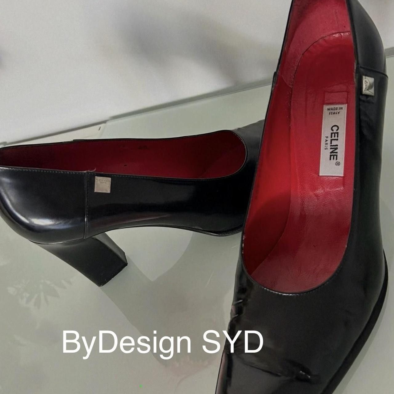 Celine CELINE Paris designer women's Black Leather Pumps Court Heel Size US 10 / IT 40 - 5 Thumbnail