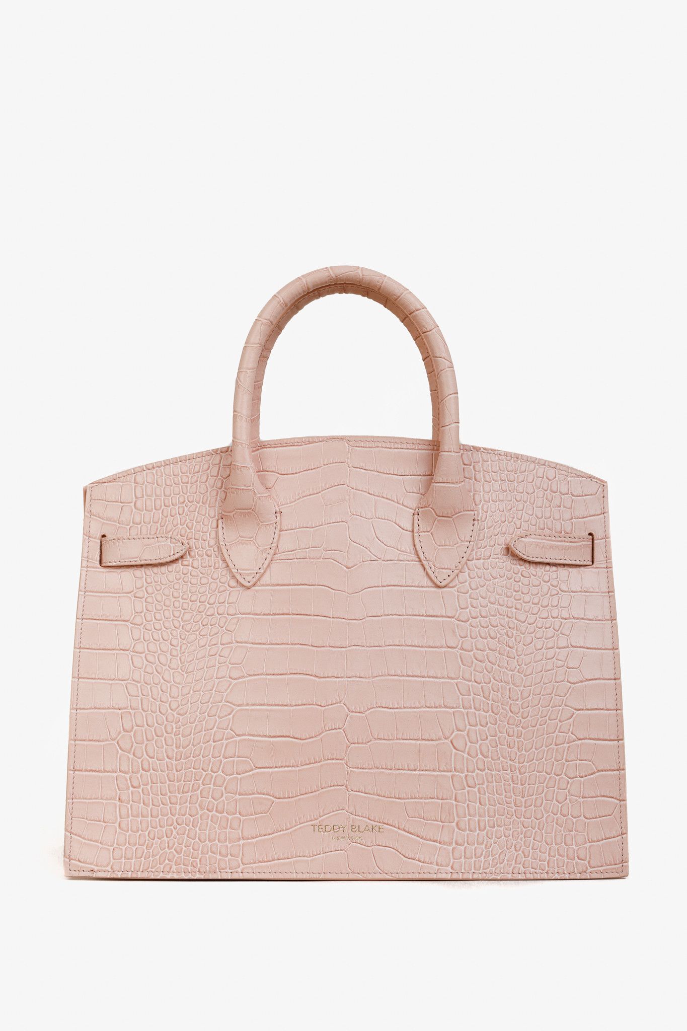 Designer Teddy Blake Kate Croco 12" Nude Pink Leather Tote Size ONE SIZE - 1 Thumbnail