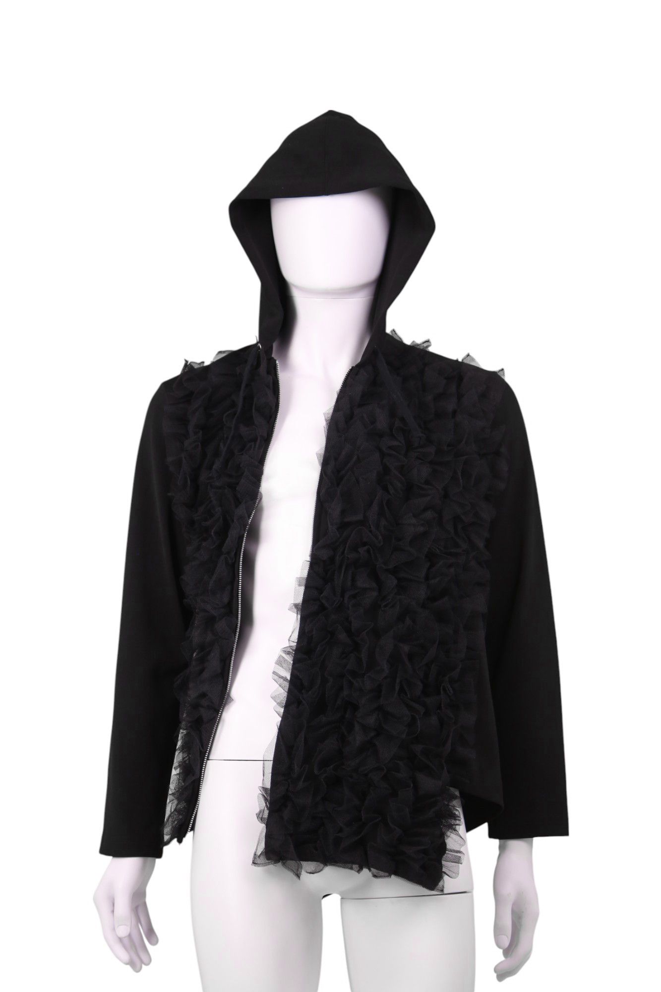 Comme des Garcons Homme Plus F/W 2022 Black Hoodie with Tulle Size US S / EU 44-46 / 1 - 5 Thumbnail