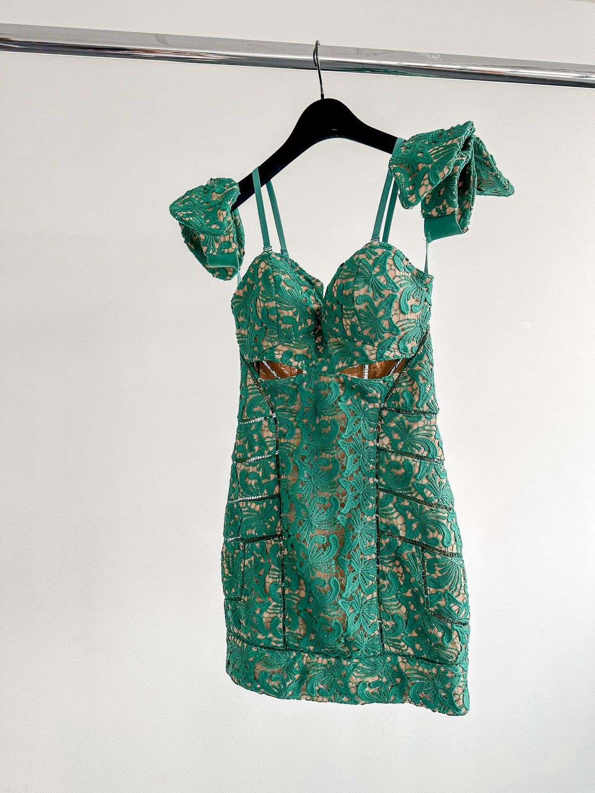 SELF-PORTRAIT Butterfly Guipure Lace Green Cut Out Dress