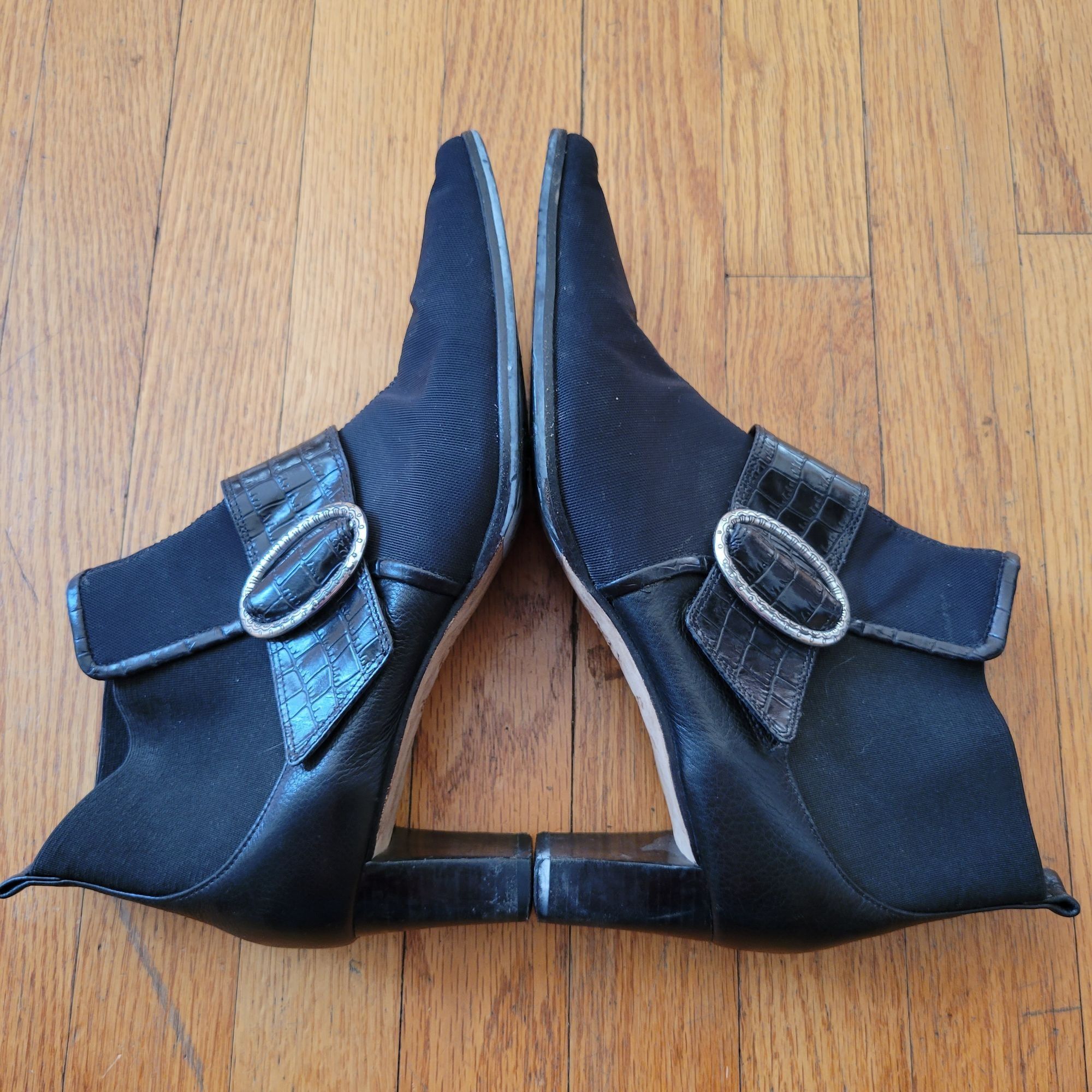 Brighton Brighton 10M TREVOR Leather Fabric Ankle Boots Decorative Bu Size US 10 / IT 40 - 6 Thumbnail