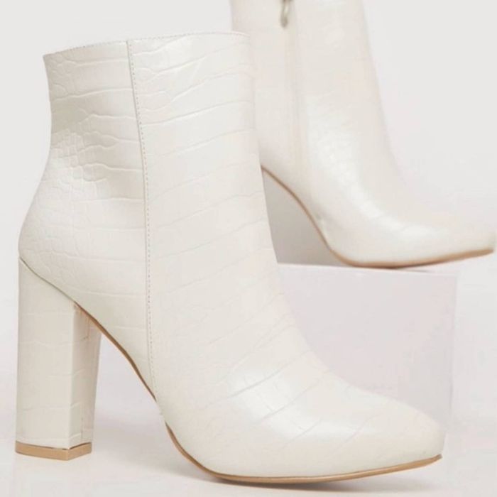 Shein SHEIN White Faux Snake Leather Ankle Boot With Heels Grailed