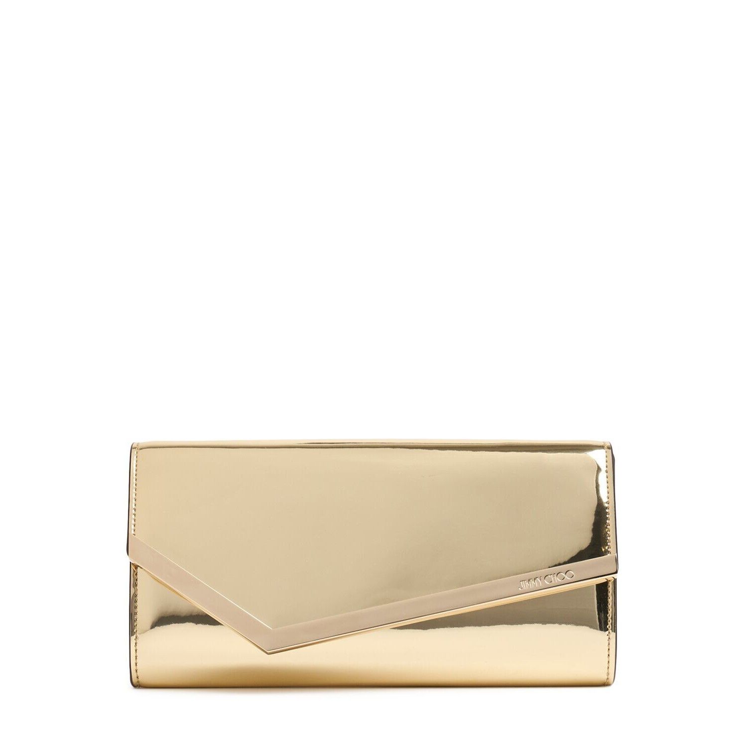 JIMMY CHOO Emmie Gold Leather Clutch Bag New And Authentic