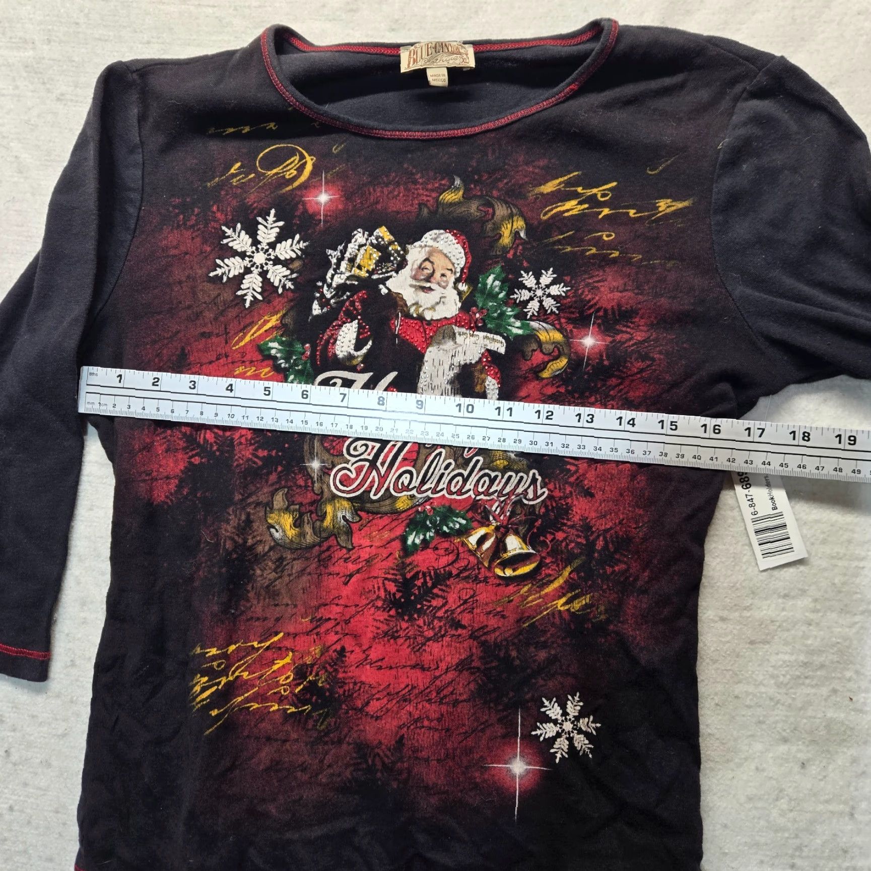 Vintage Blue Canyon Shirt Adult Women's XL Happy Holidays Christmas Santa Claus T-Shirt Size XL / US 12-14 / IT 48-50 - 4 Thumbnail
