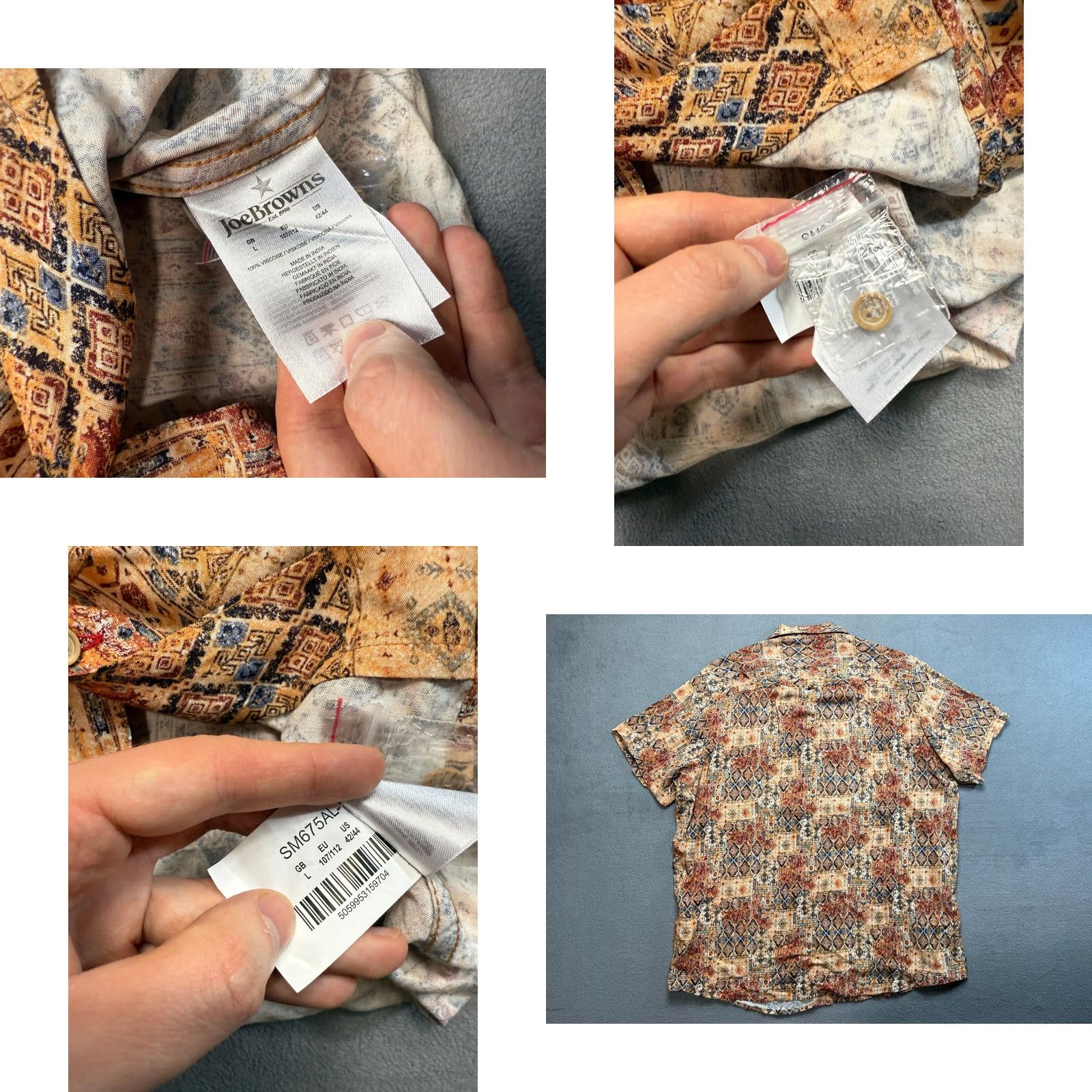 Joe Browns Joe Browns Hawaii Button Up Shirt Short Sleeve Mens L Brown Shirt Size US L / EU 52-54 / 3 - 8 Thumbnail