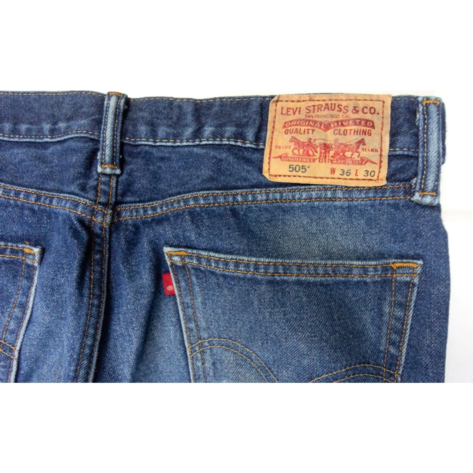 Levi's Levi's 505 Jeans Men's Regular Fit 36x30 Blue Denim Straight Casual Pants Size US 36 / EU 52 - 7 Thumbnail