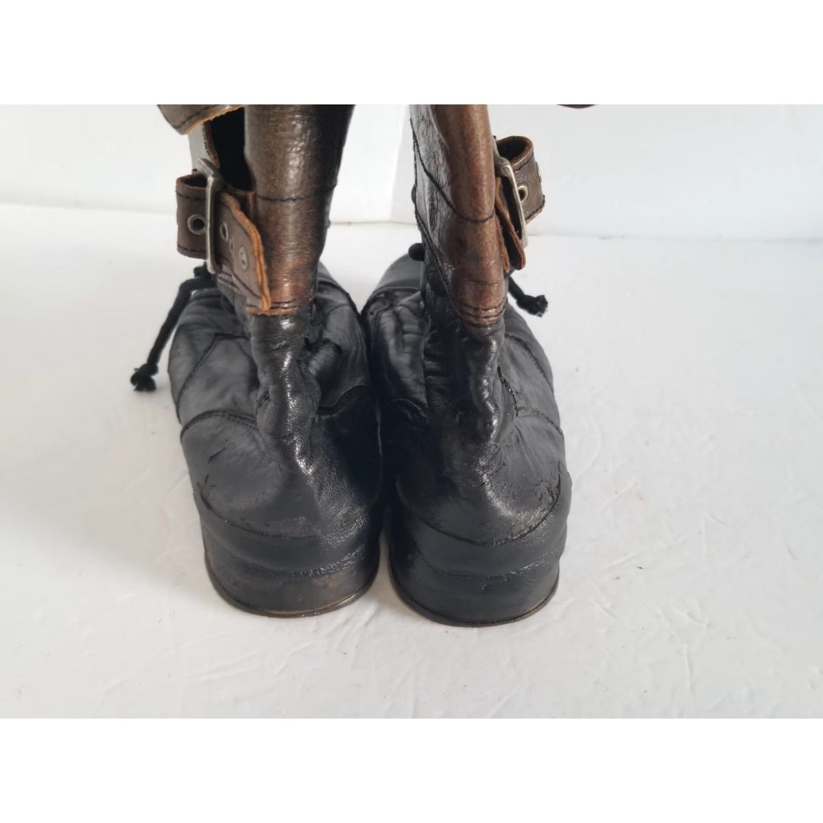 Allsaints VINTAGE AllSaints Combat Boots Womens 38 US 7.5 Black Brown Leather Distressed Leather Lined Buckle Adjustable Strap Cap Toe Ankle Bootes? Size US 8 / IT 38 - 3 Thumbnail
