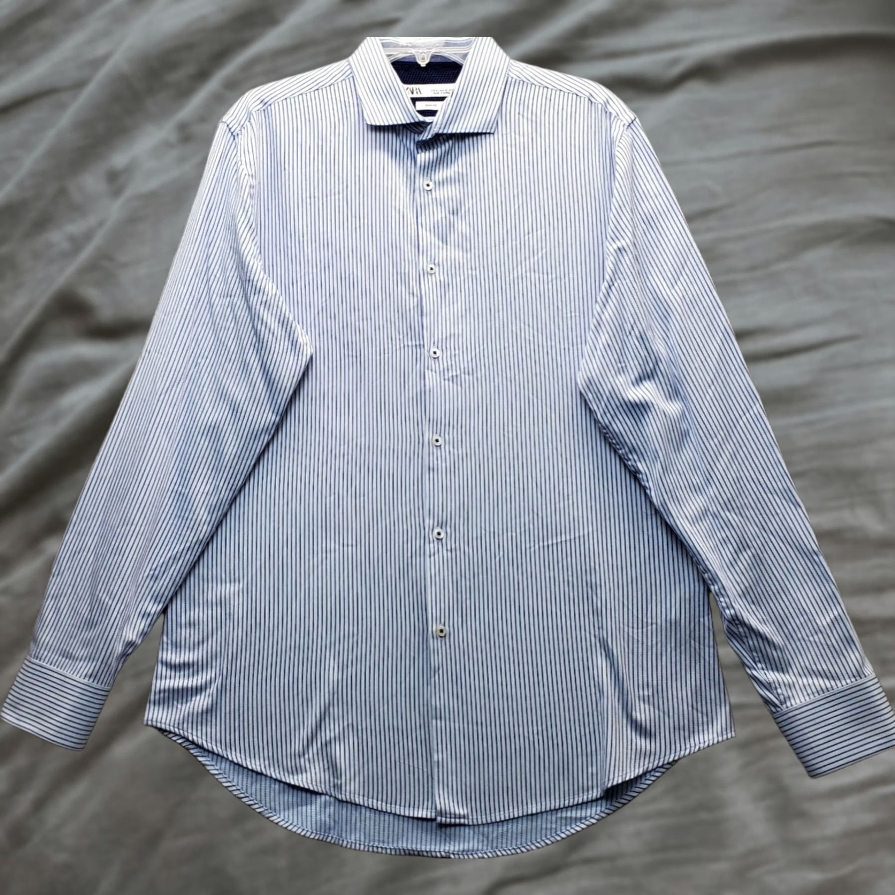 Zara Zara Shirt Mens XL Multicolor Pinstripe Slim Fit Long Sleeve Button Up Size US XL / EU 56 / 4 - 1 Thumbnail