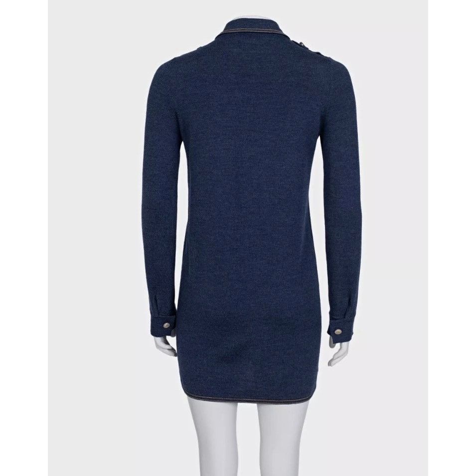 Chanel Chanel Blue Wool & Silk Dress Sz. FR36 / S Size S / US 4 / IT 40 - 3 Thumbnail