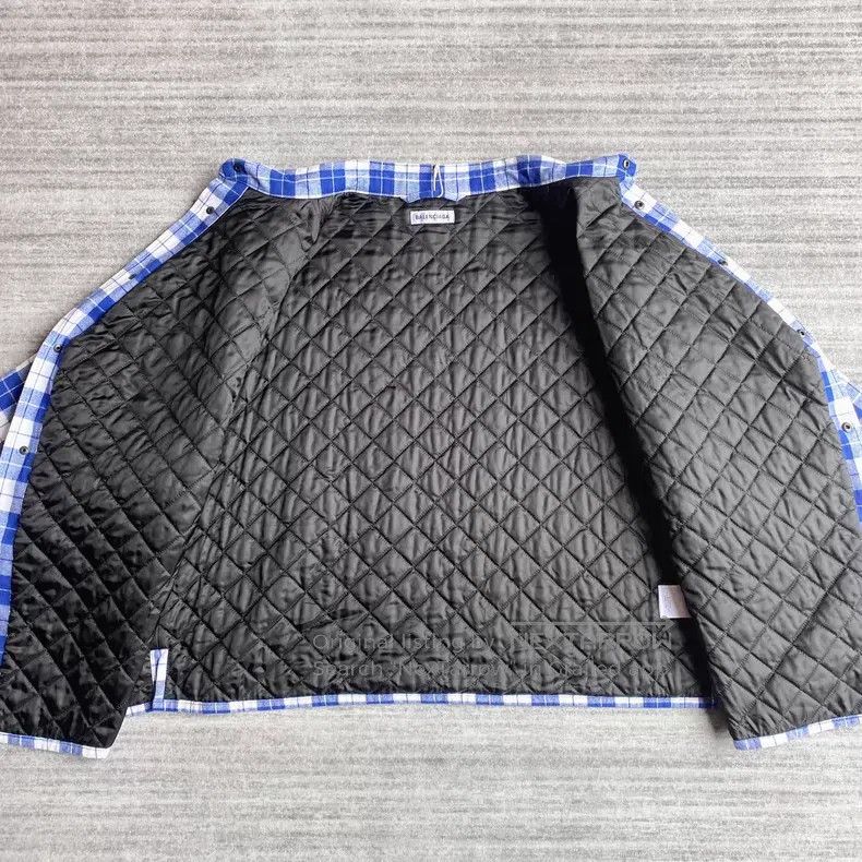 Balenciaga Balenciaga White and Blue Plaid Checkered Shirt Jacket Size XXS / US 00 / IT 34 - 3 Thumbnail