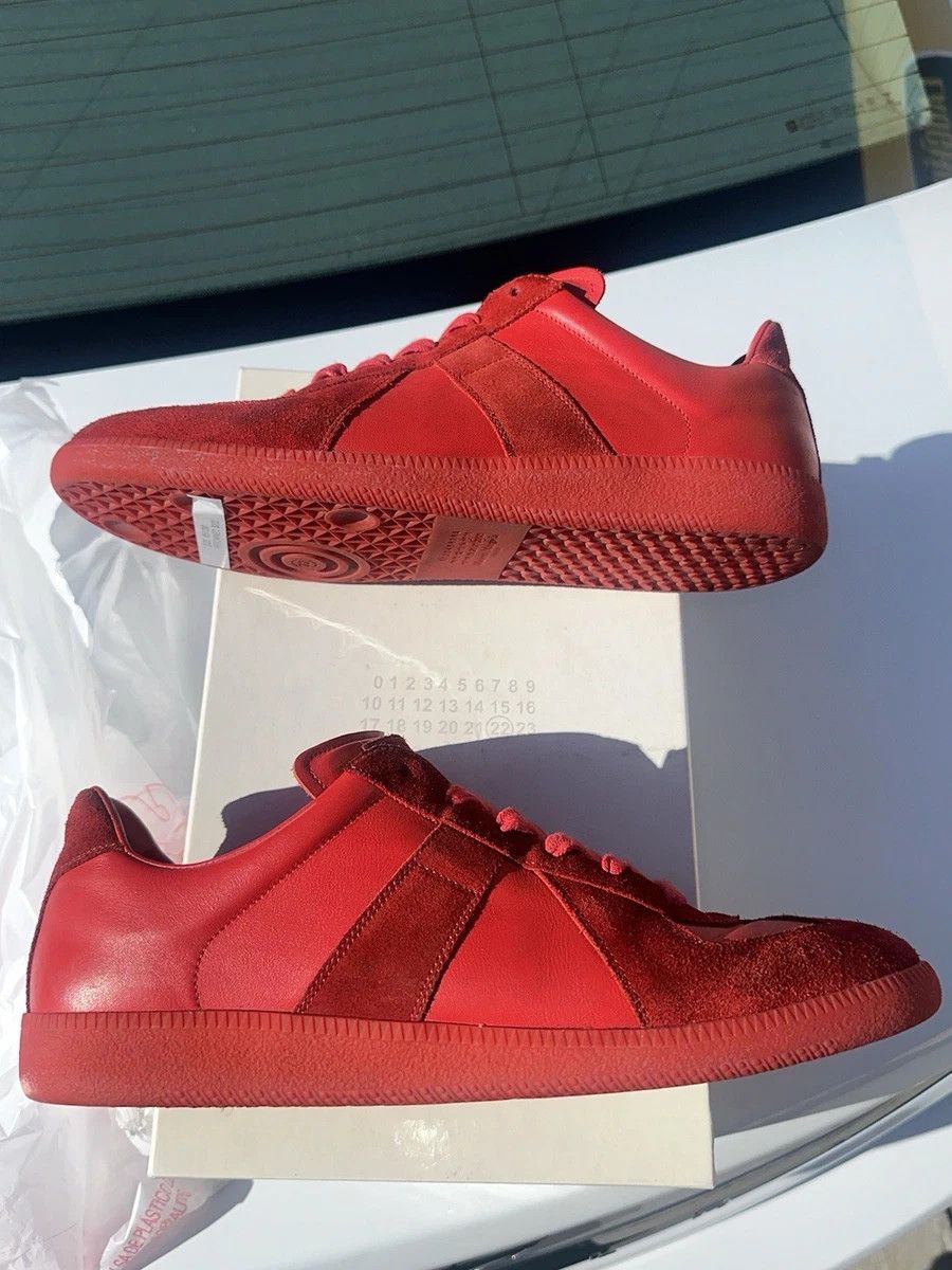Maison Margiela Maison Margiela GAT Replica Red 12 45 Leather Low Tops Size US 12 / EU 45 - 5 Thumbnail