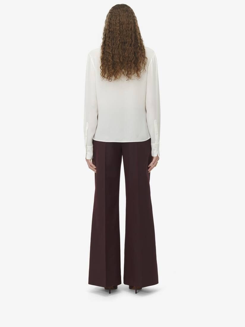 Alexander McQueen o1srvl11e0226 Scarf Detail Georgette Shirt In White Size L / US 10 / IT 46 - 5 Thumbnail