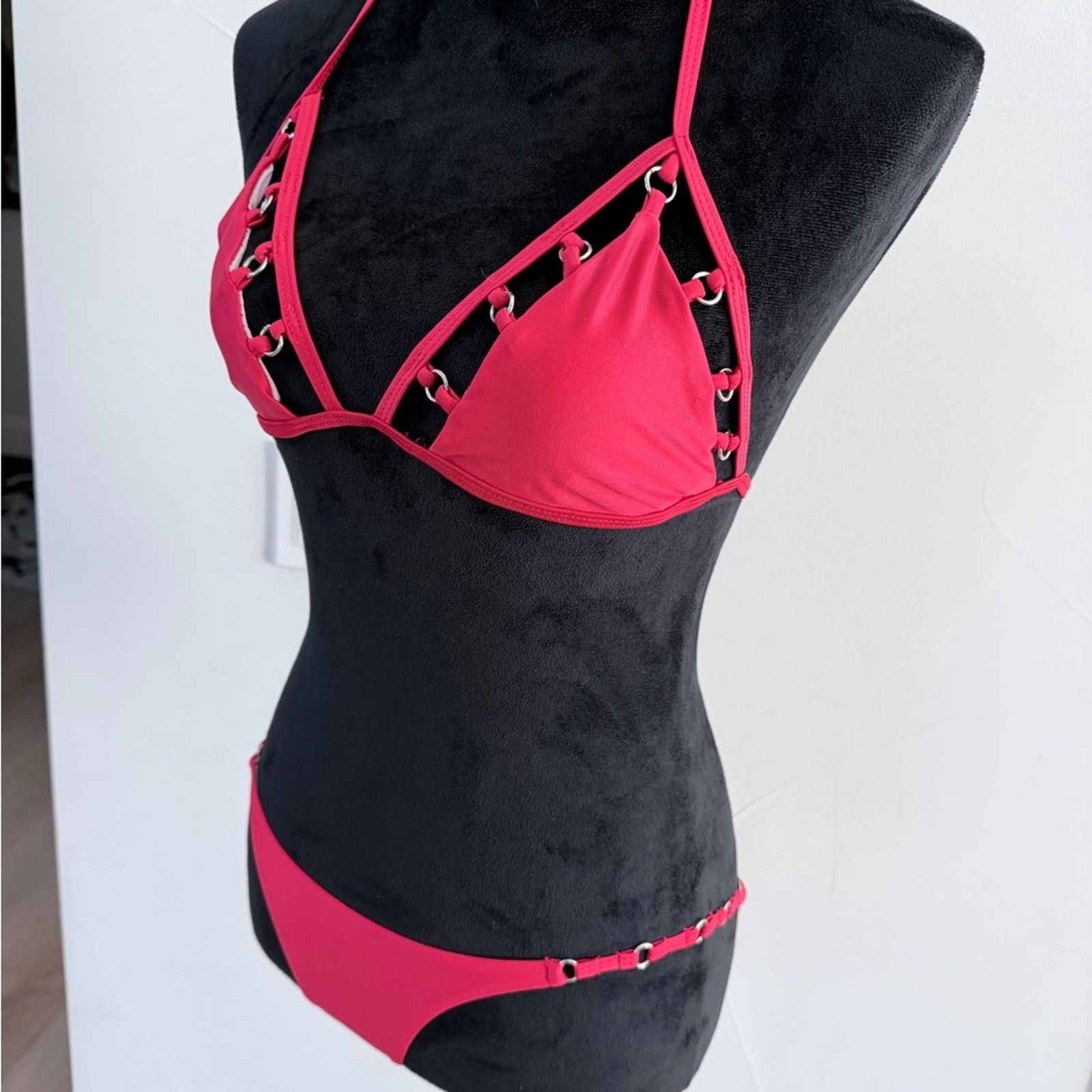 Other New Y2K Red Halter Bikini Swimsuit Set size XS Size ONE SIZE - 10 Thumbnail