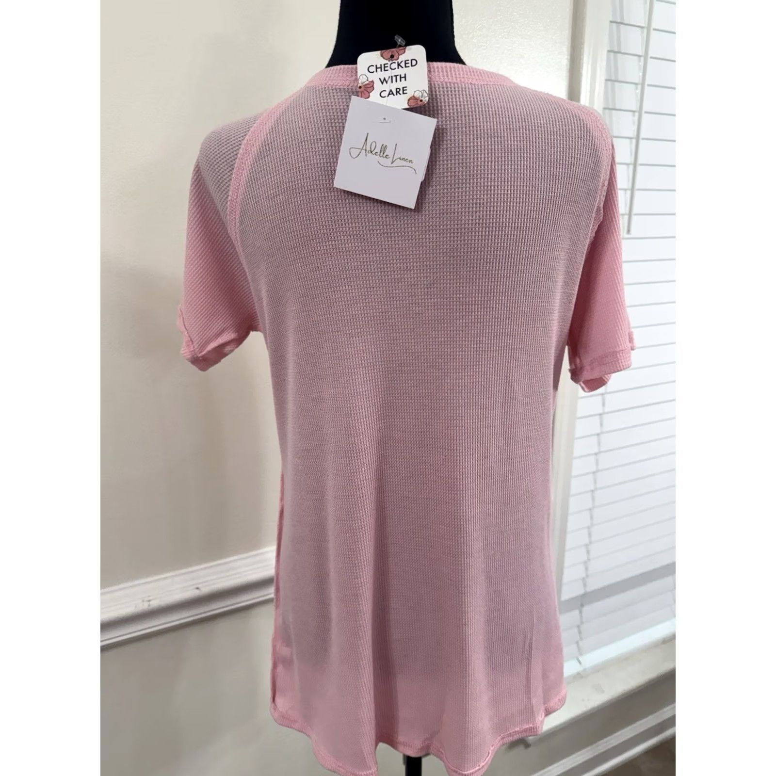 Vintage Hemish USA Womens T Shirt Pink V Neck M Flutter Sleeve Floral Pattern Knit Pullover Casual Shirt Size M / US 6-8 / IT 42-44 - 2 Thumbnail