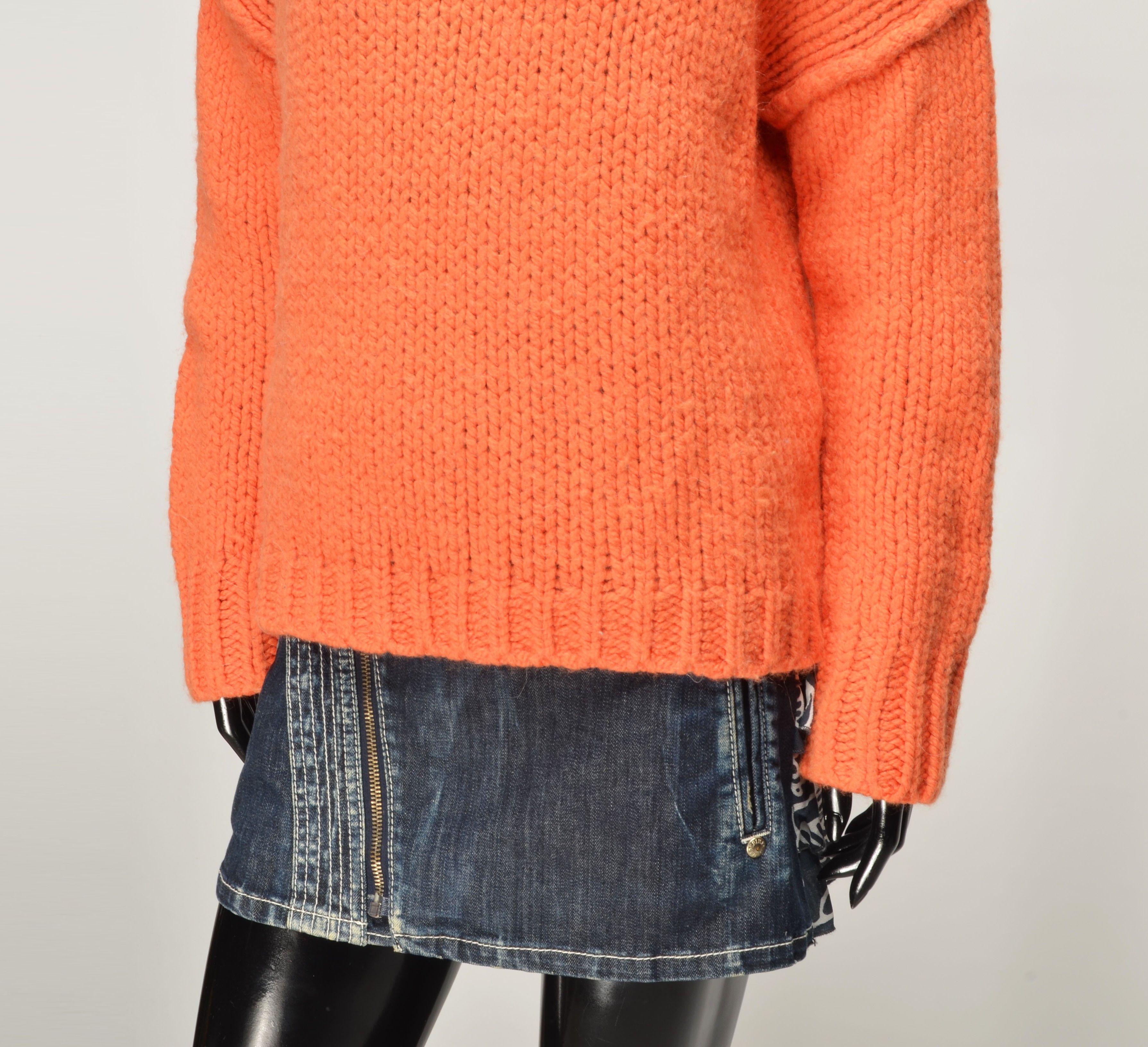 Hugo Boss Hugo Boss Wool Alpaca Orange Chunky Knit Turtleneck Sweater Size S / US 4 / IT 40 - 3 Thumbnail