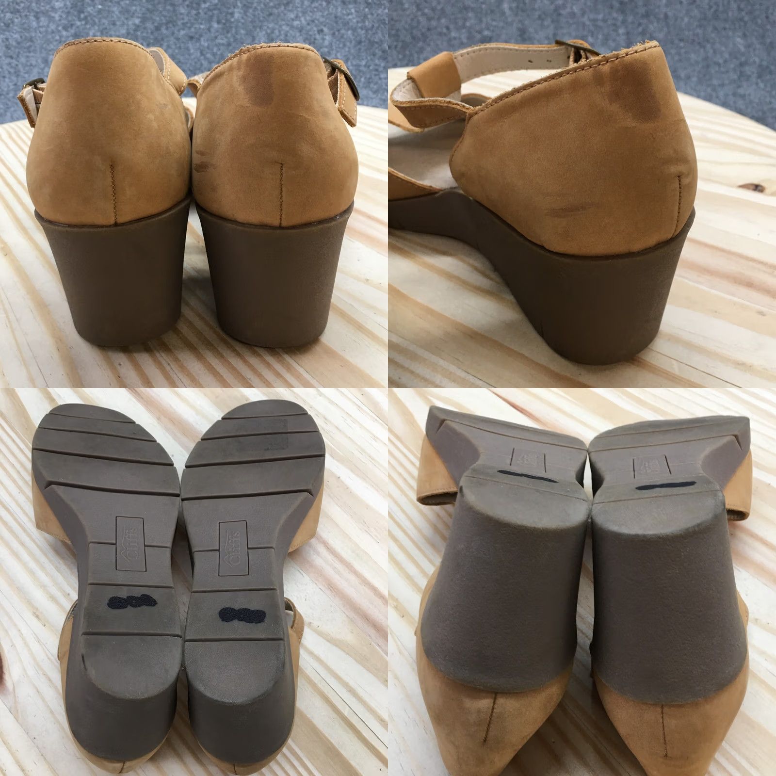 Vintage White Mountain Sandals Womens 11 M Parisia Wedge Brown Leather T-Strap Size US 11 / IT 41 - 10 Thumbnail