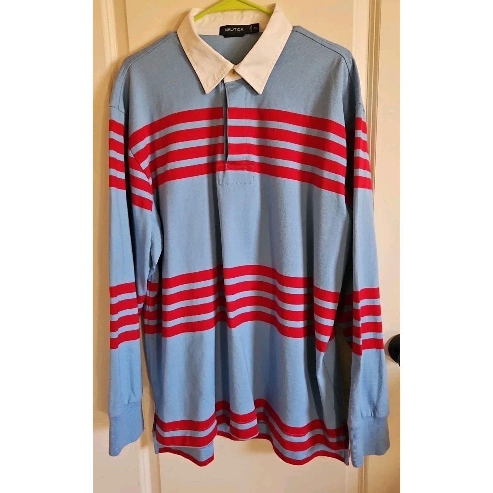 Nautica Nautica Rugby Polo Shirt Long Sleeve Blue/Red Striped XL Size US XL / EU 56 / 4 - 7 Thumbnail
