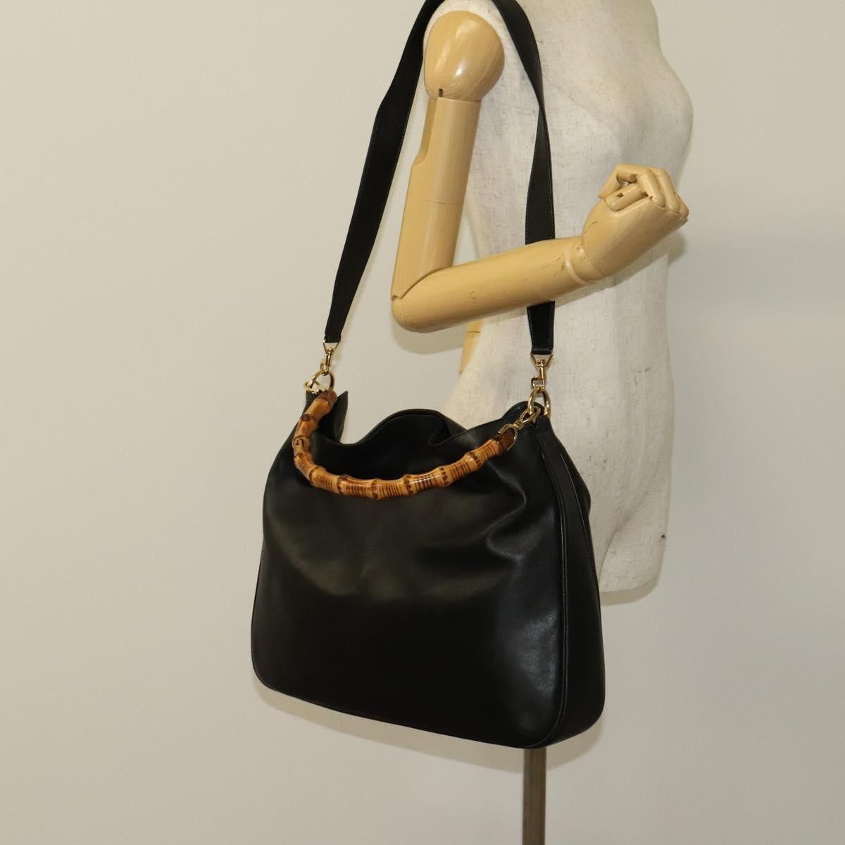 Gucci GUCCI Bamboo Hand Bag Leather Black Gold 001 001 Size ONE SIZE - 22 Thumbnail