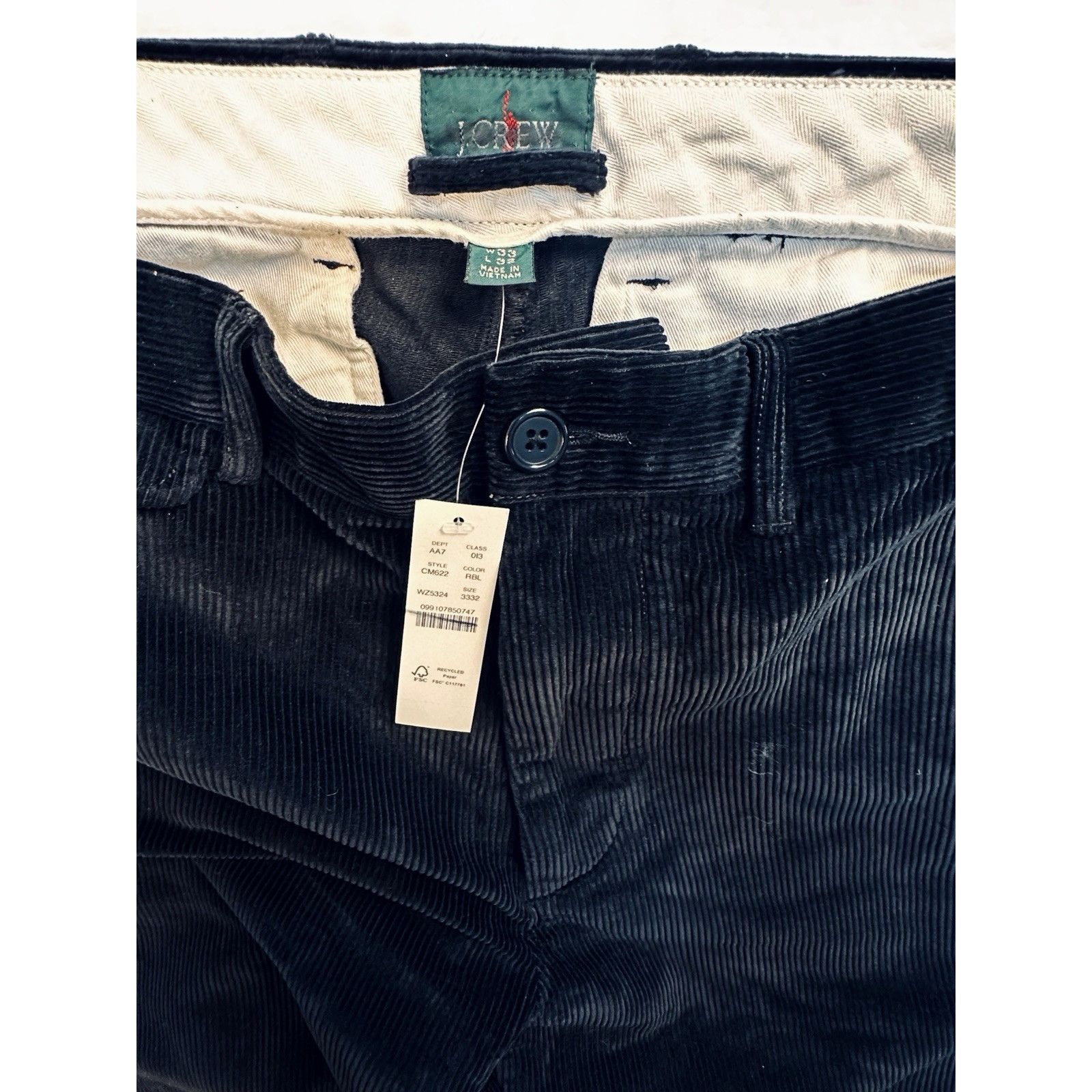 J.Crew J.CREW Classic Corduroy 10-Wale Straight Black Trouser 33x32 Size US 33 - 5 Thumbnail