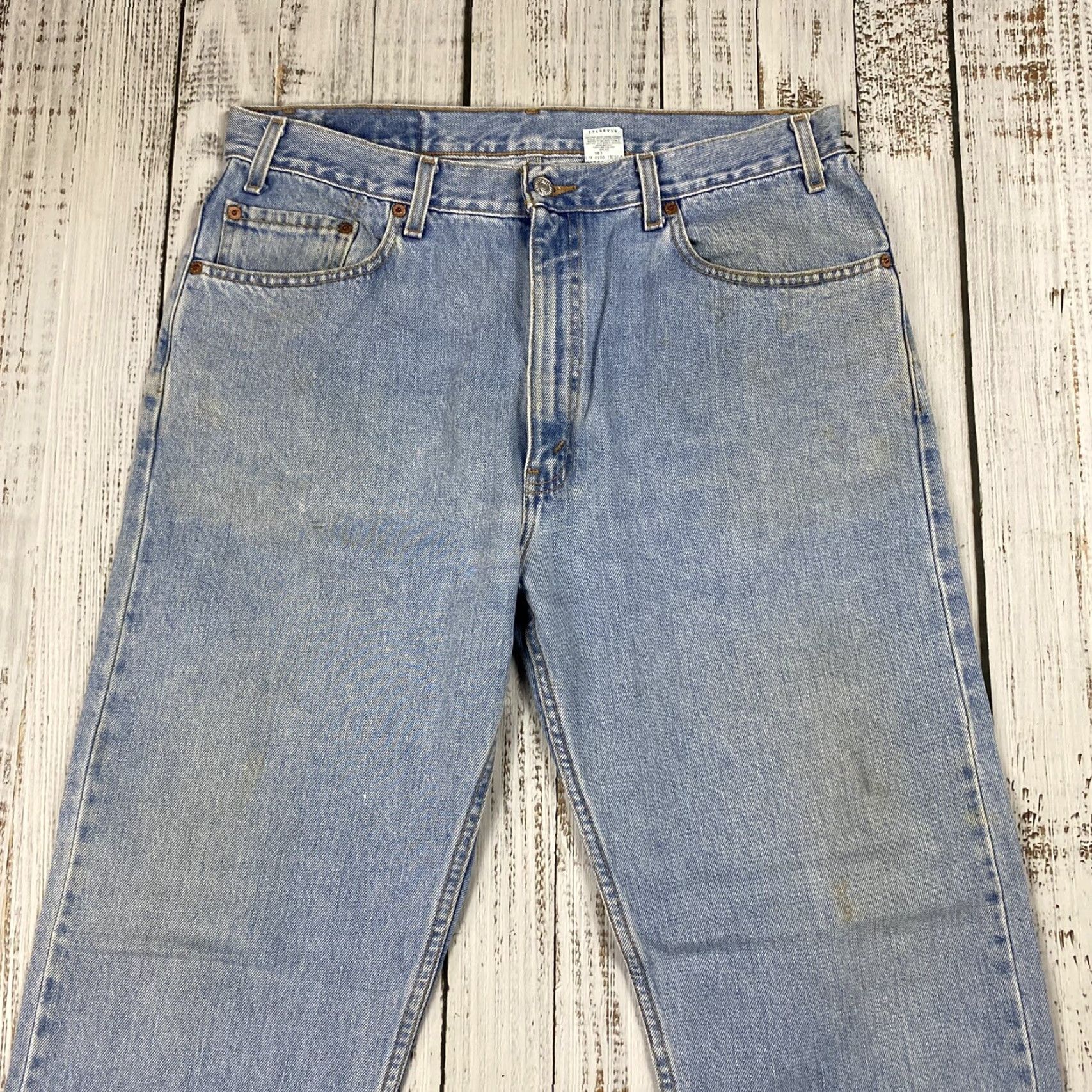 Levi's VTG Levi's 505 Denim Jeans Straight Leg 38x32 Regular Men Blue Light Wash 80s 90s Distressed No Pockets Zipper N/A Size US 38 / EU 54 - 2 Thumbnail