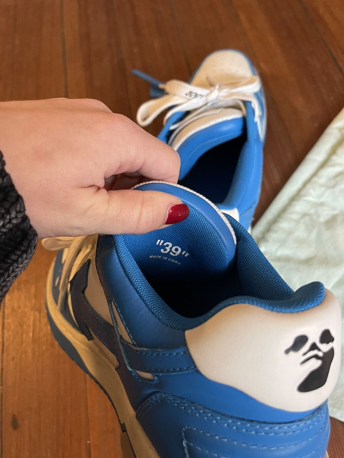 Off-White Off-White Out of Office Leather white/blue sneakers Size US 8 / IT 38 - 6 Thumbnail