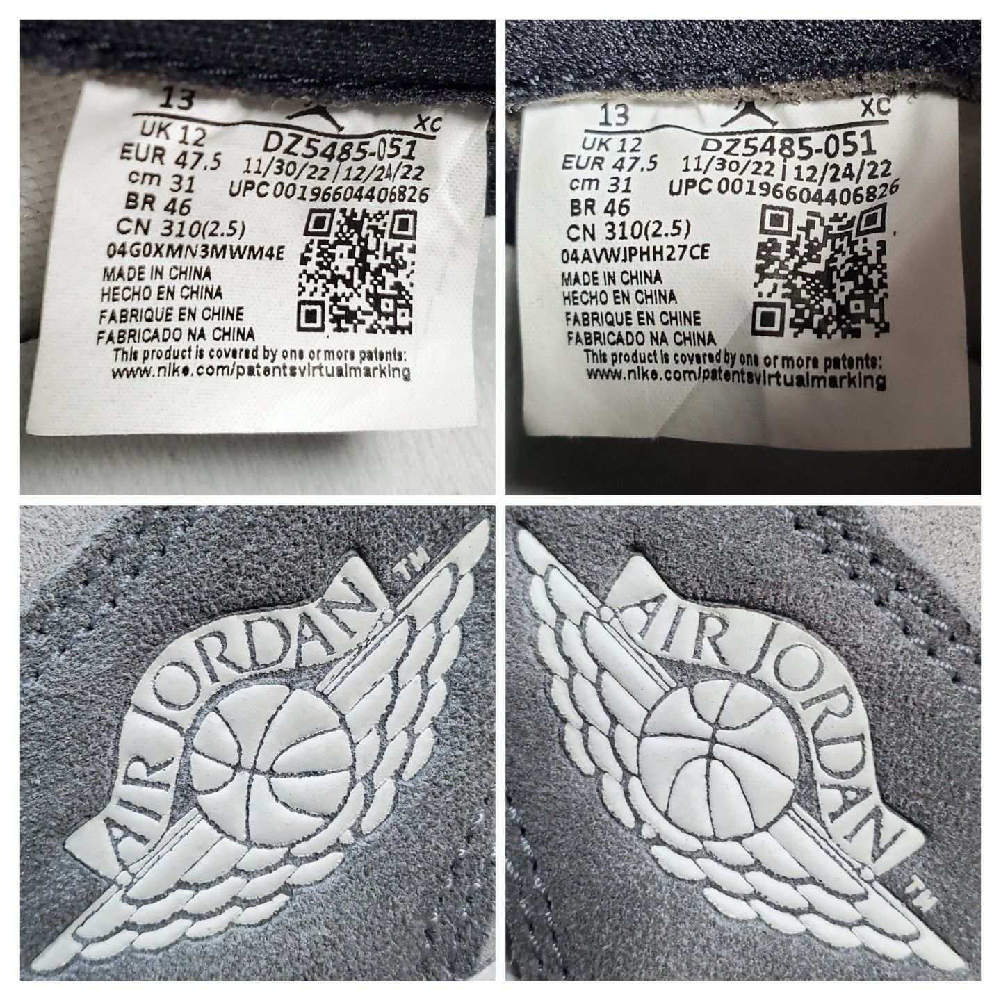 Jordan Brand × Nike Air Jordan 1 Retro OG High Washed Black Pre Owned VNDS Size US 13 / EU 46 - 11 Thumbnail