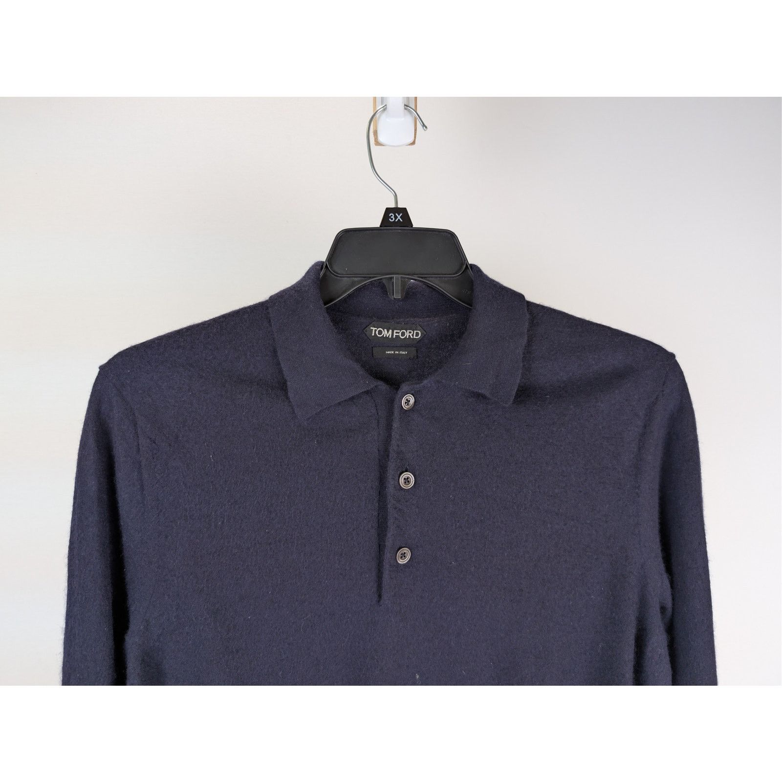 Tom Ford o1rshd1 CC20 Long Sleeve Polo Shirt in Navy Blue Size US L / EU 52-54 / 3 - 3 Thumbnail