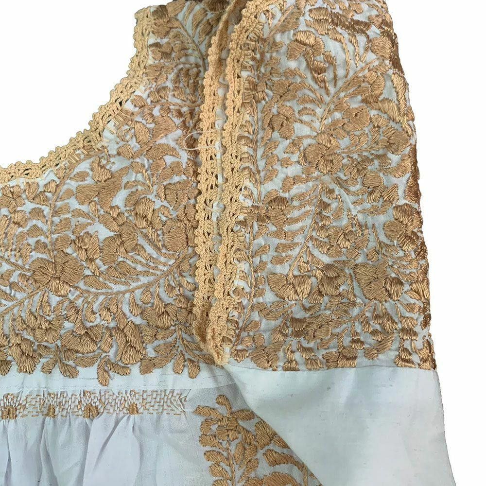 Designer New White With Gold Hand Made Dress M Size M / US 6-8 / IT 42-44 - 3 Thumbnail