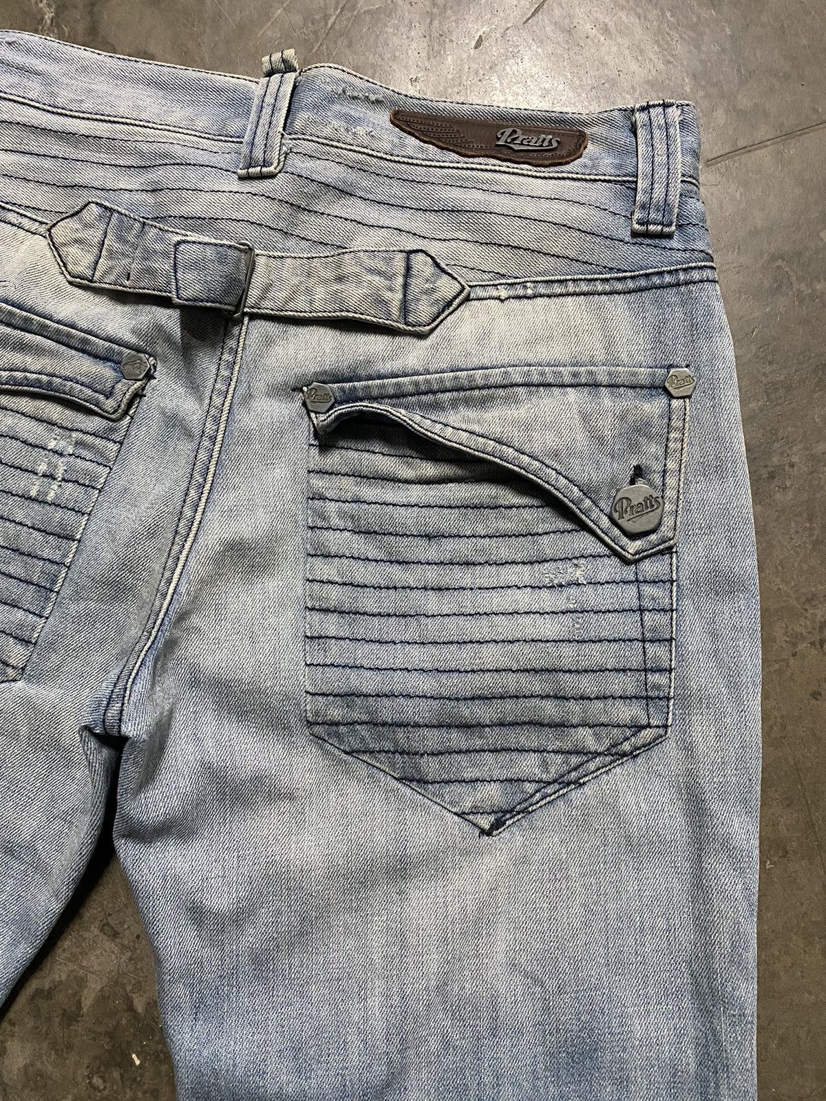 Jean Vintage Pratts Jeans Distressed Wash Blue @act232 Size US 31 - 6 Thumbnail